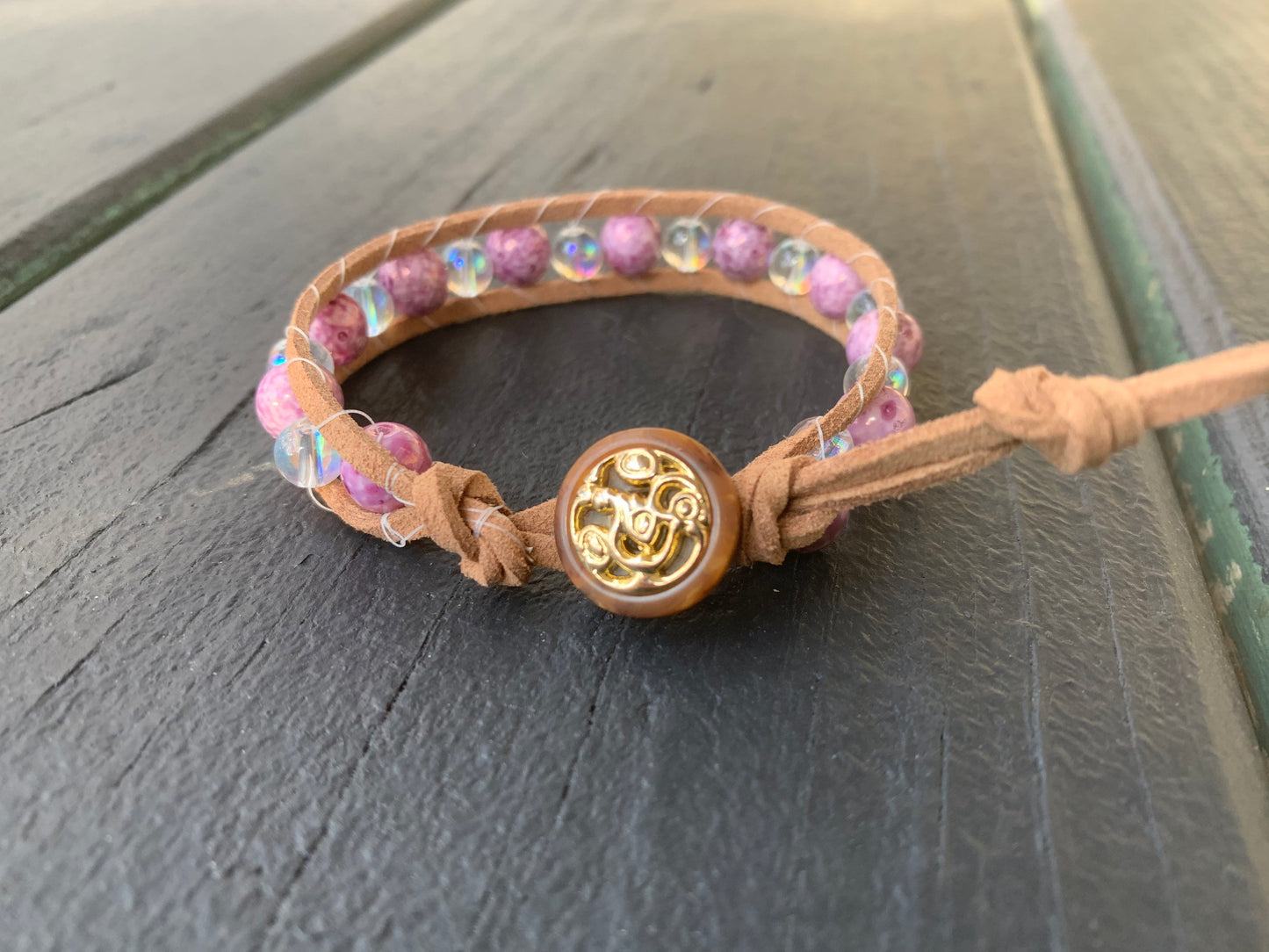 Purple Luster And Glass Beaded Bracelet