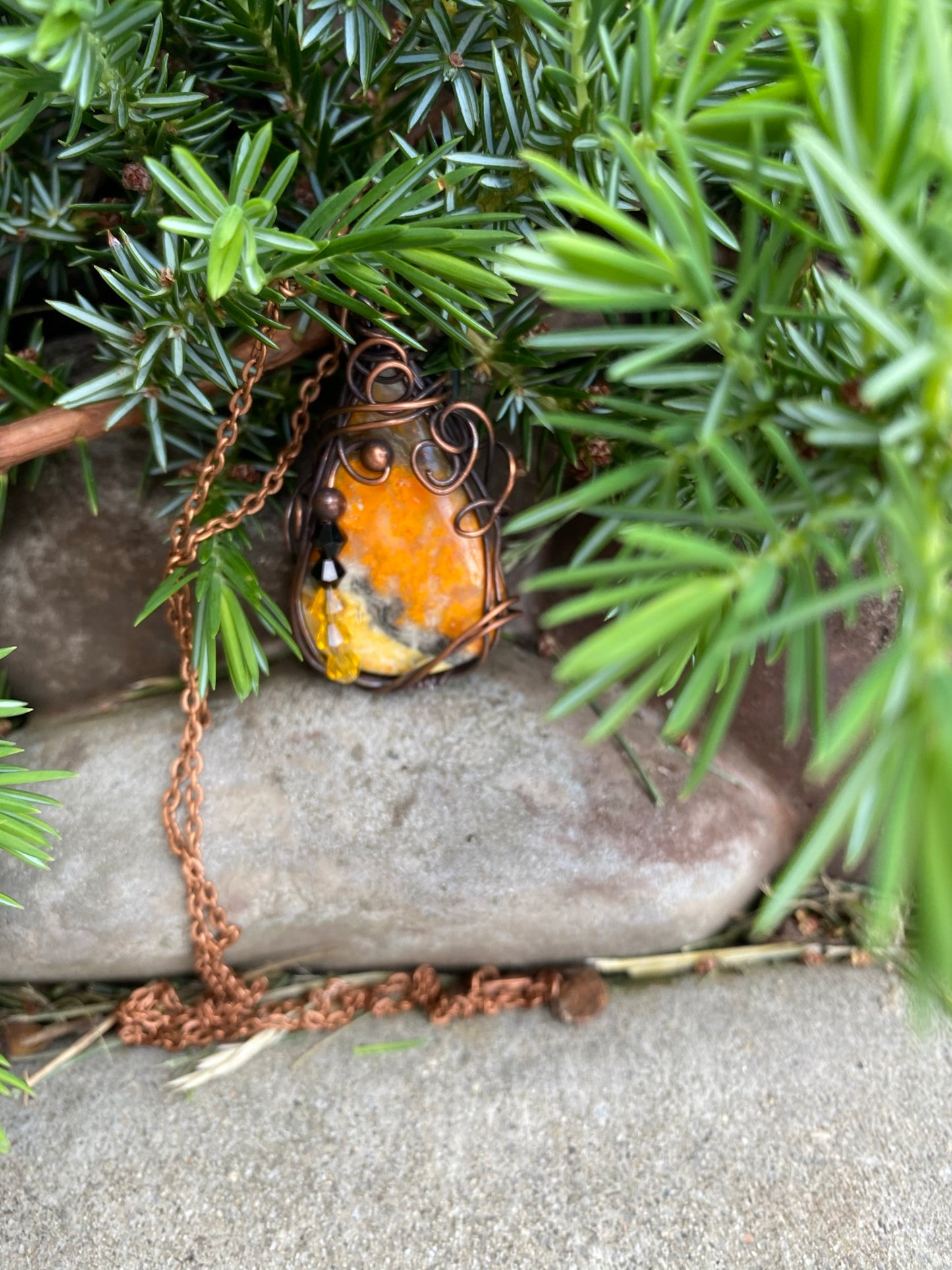 Wire Wrapped Bumble Bee Jasper Pendant