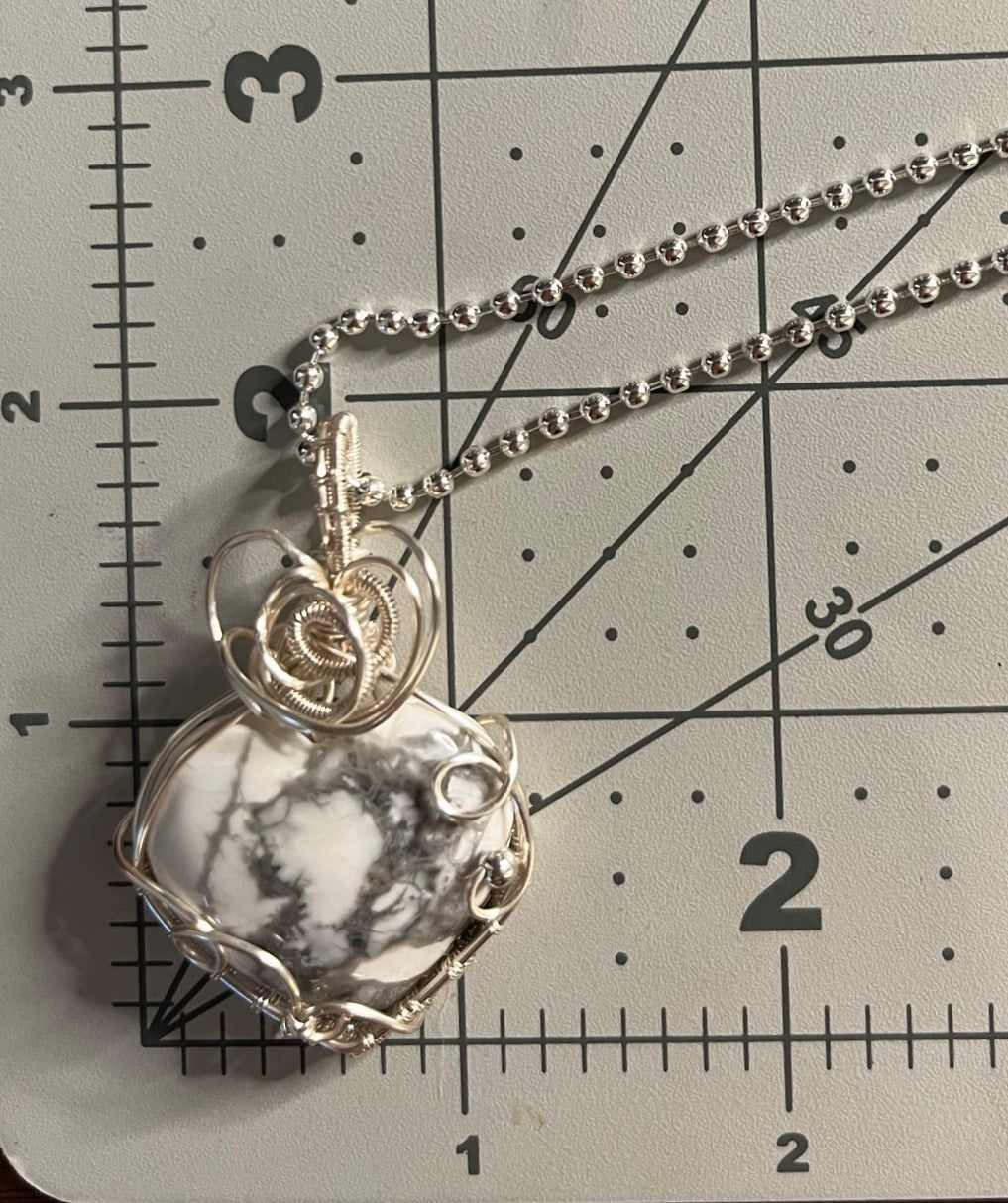 Howlite Heart Wire Wrapped Pendant