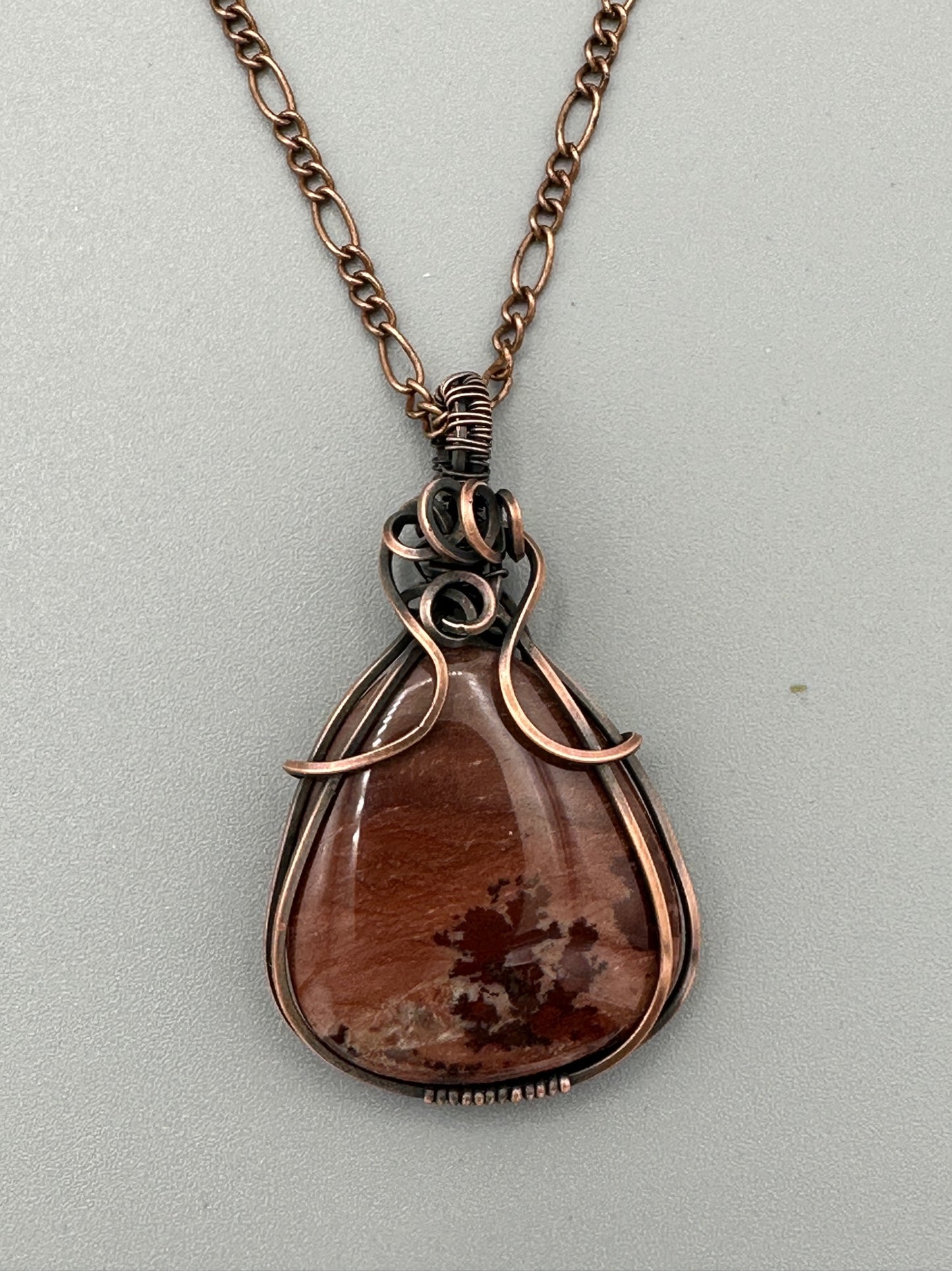 Mimbres Apache Jasper Wire Wrapped Pendant