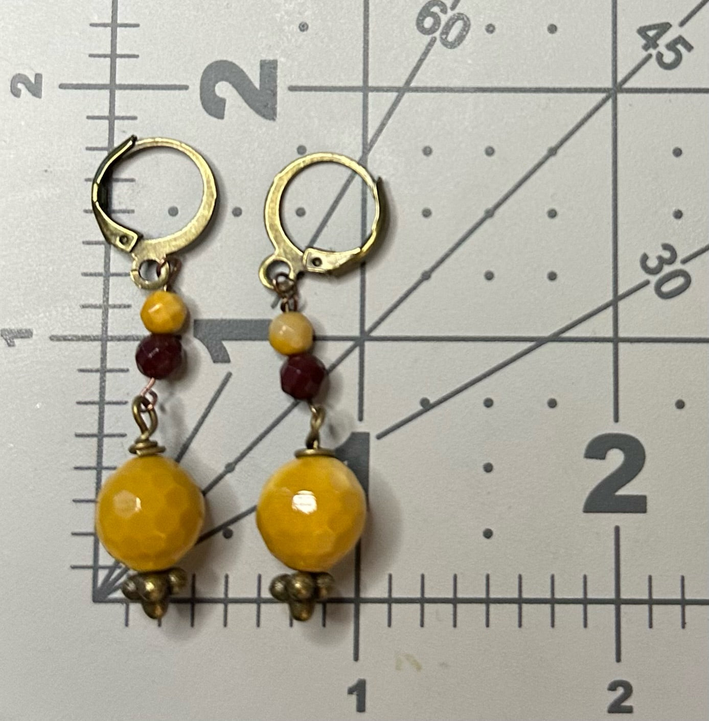 Yellow Mookaite Jasper Wire Wrapped Pendant and Earrings Set