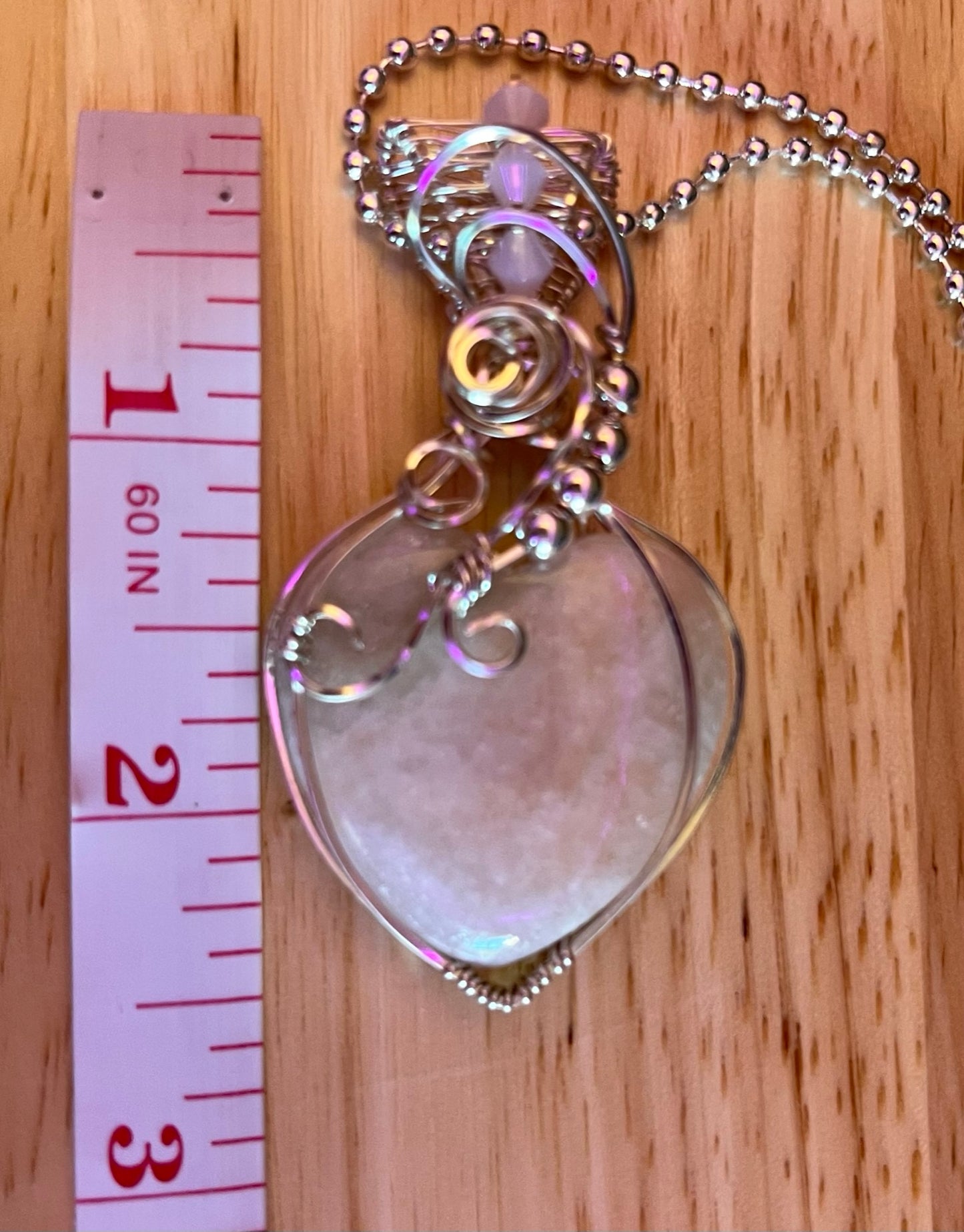 Natural Indian Serpentine Heart Shaped Wire Wrapped Pendant