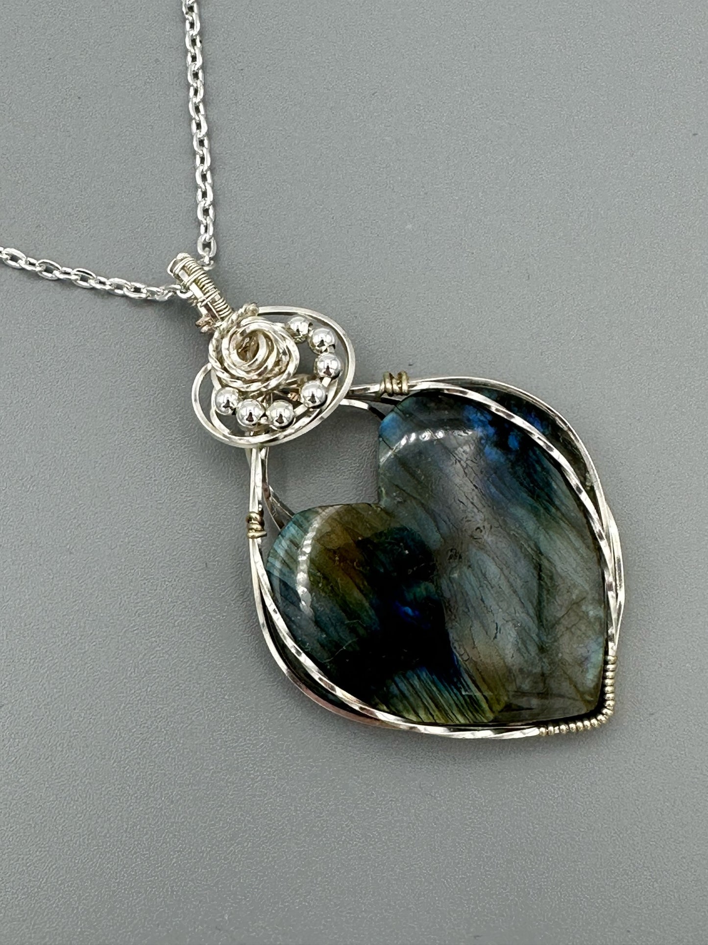 Handmade Wire Wrapped Heart Labradorite