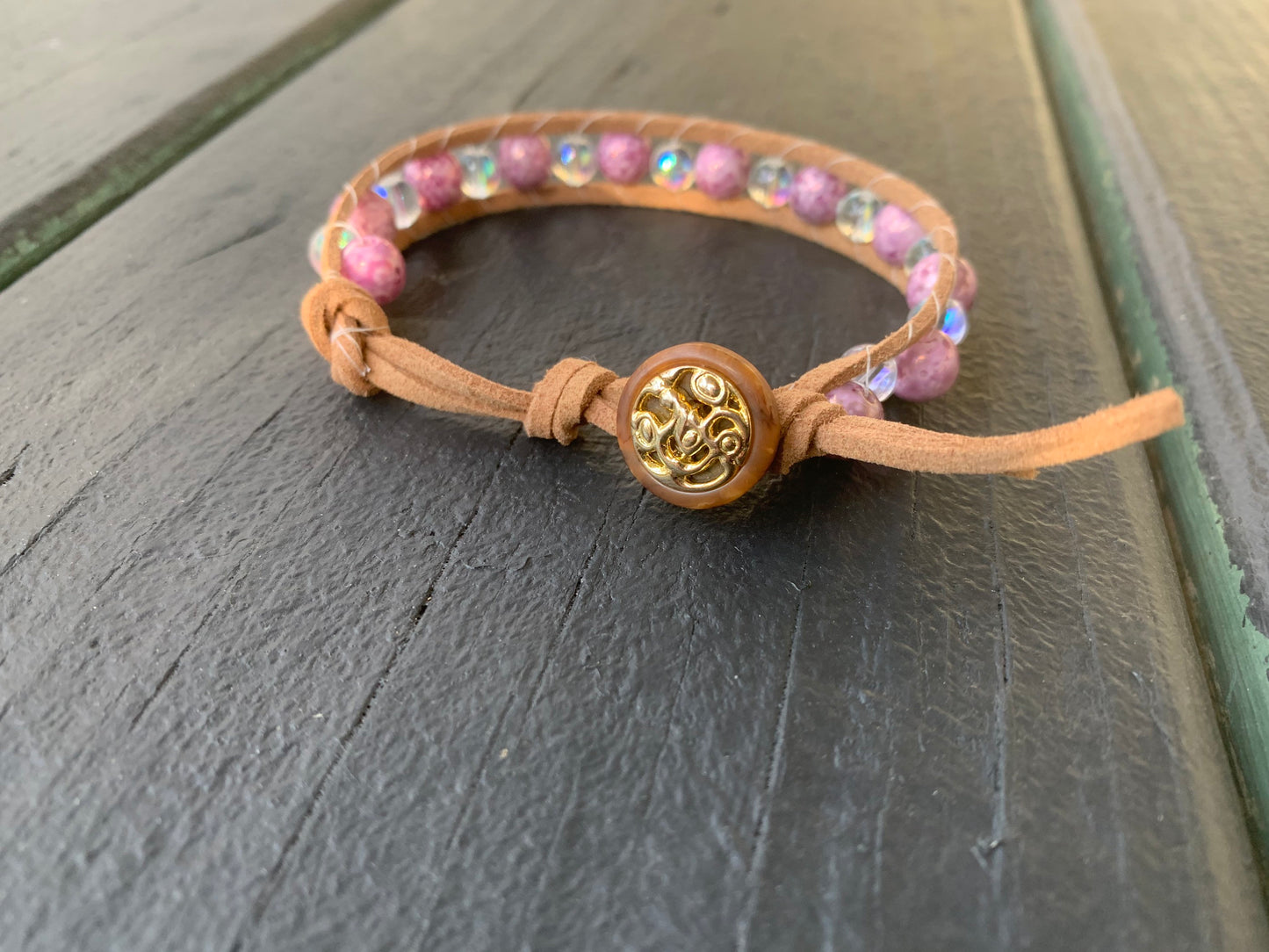 Purple Luster And Glass Beaded Bracelet