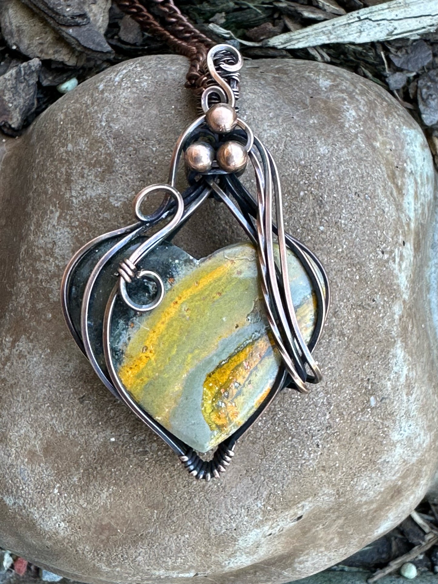 Bumblebee Jasper Heart Pendant