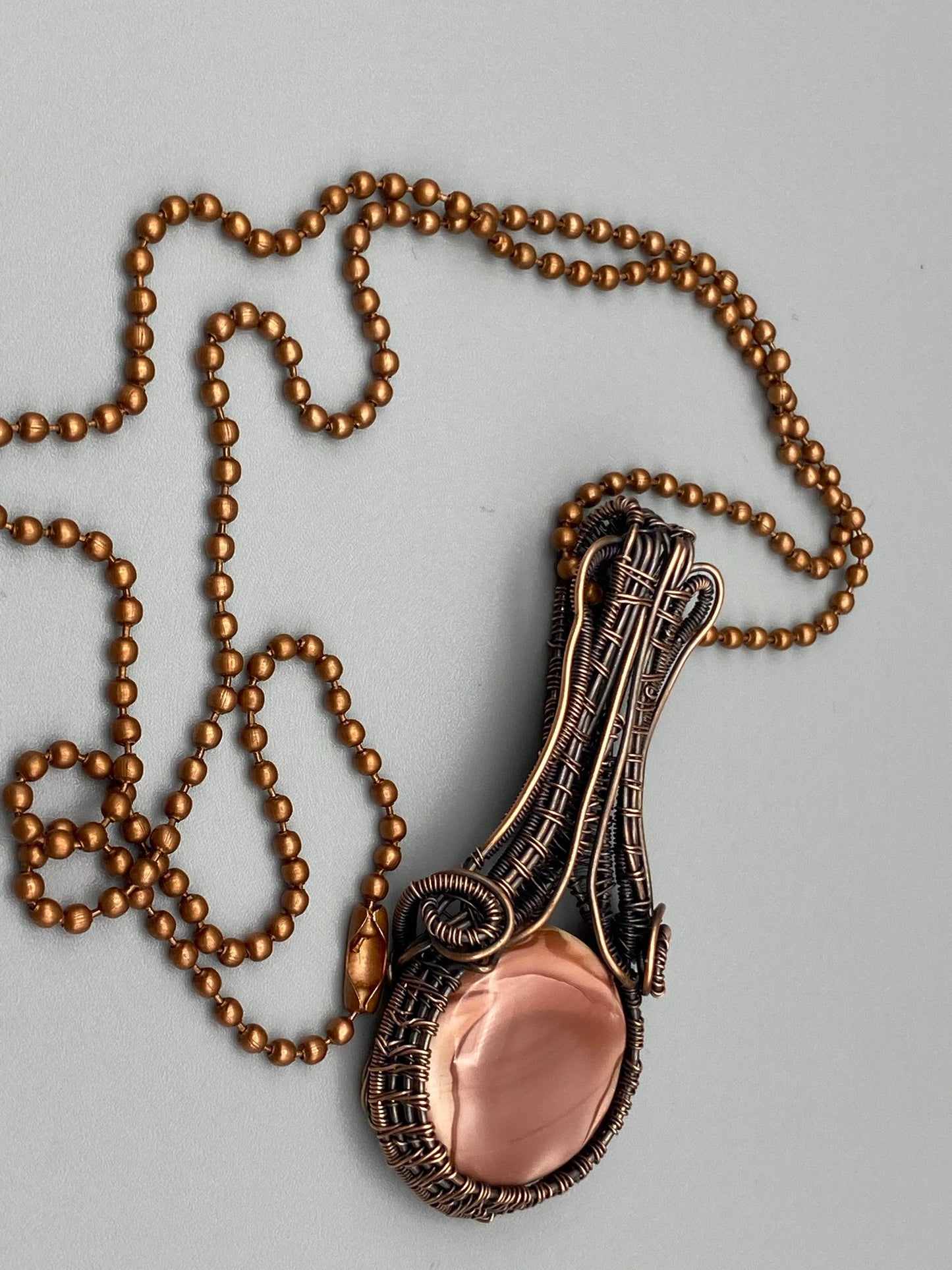 Imperial Jasper Pink Round Pendant with Tall Bail