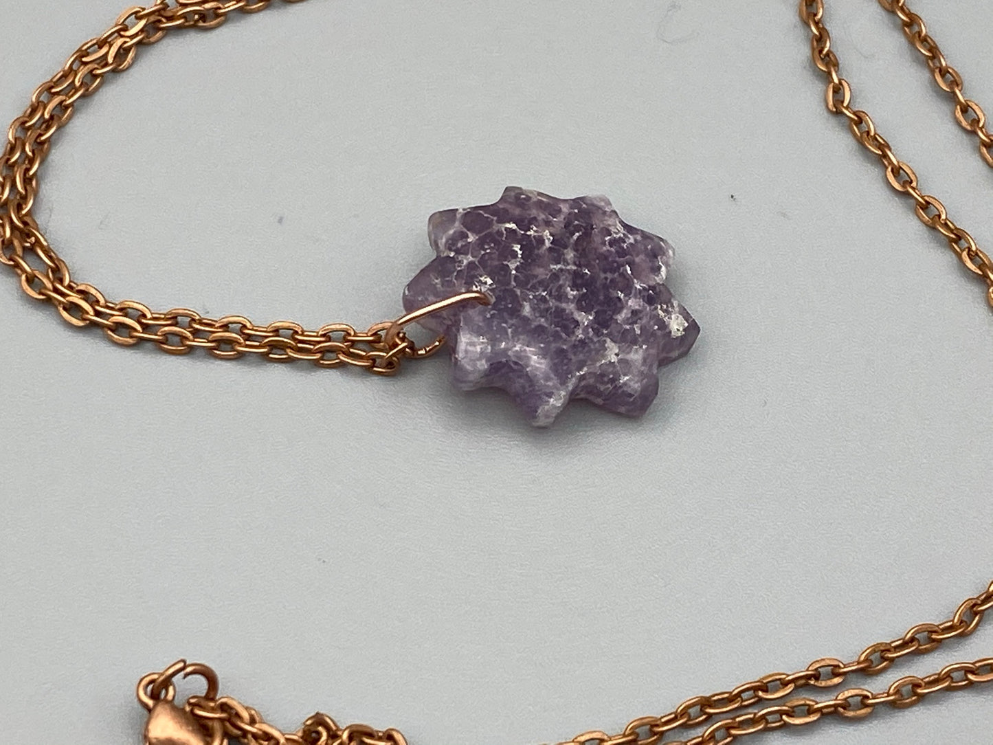 Crystal Amethyst Nine Pointed Star Pendant Necklace