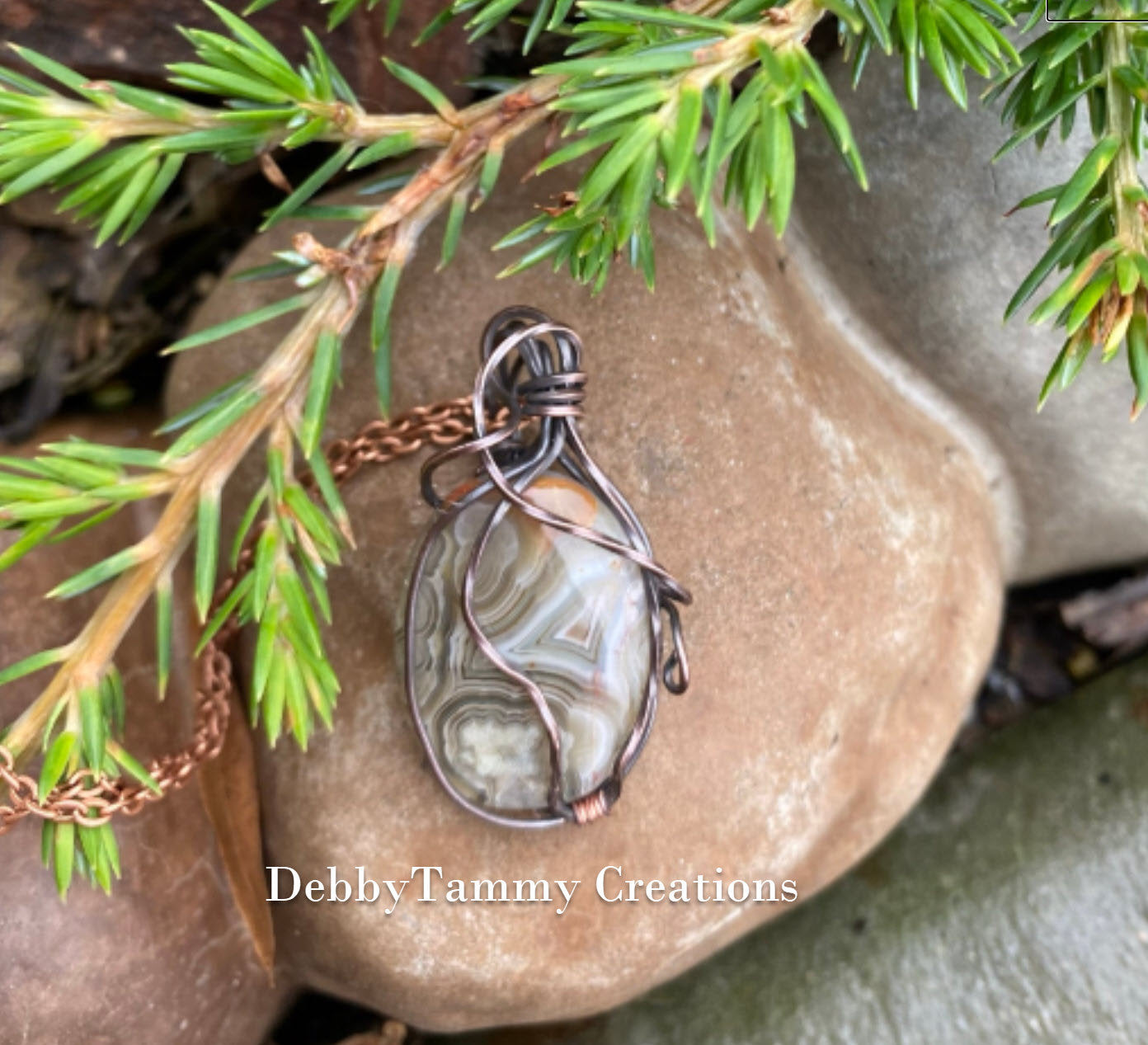 Wire Wrapped Oval Silversmith Crazy Lace Agate Pendant