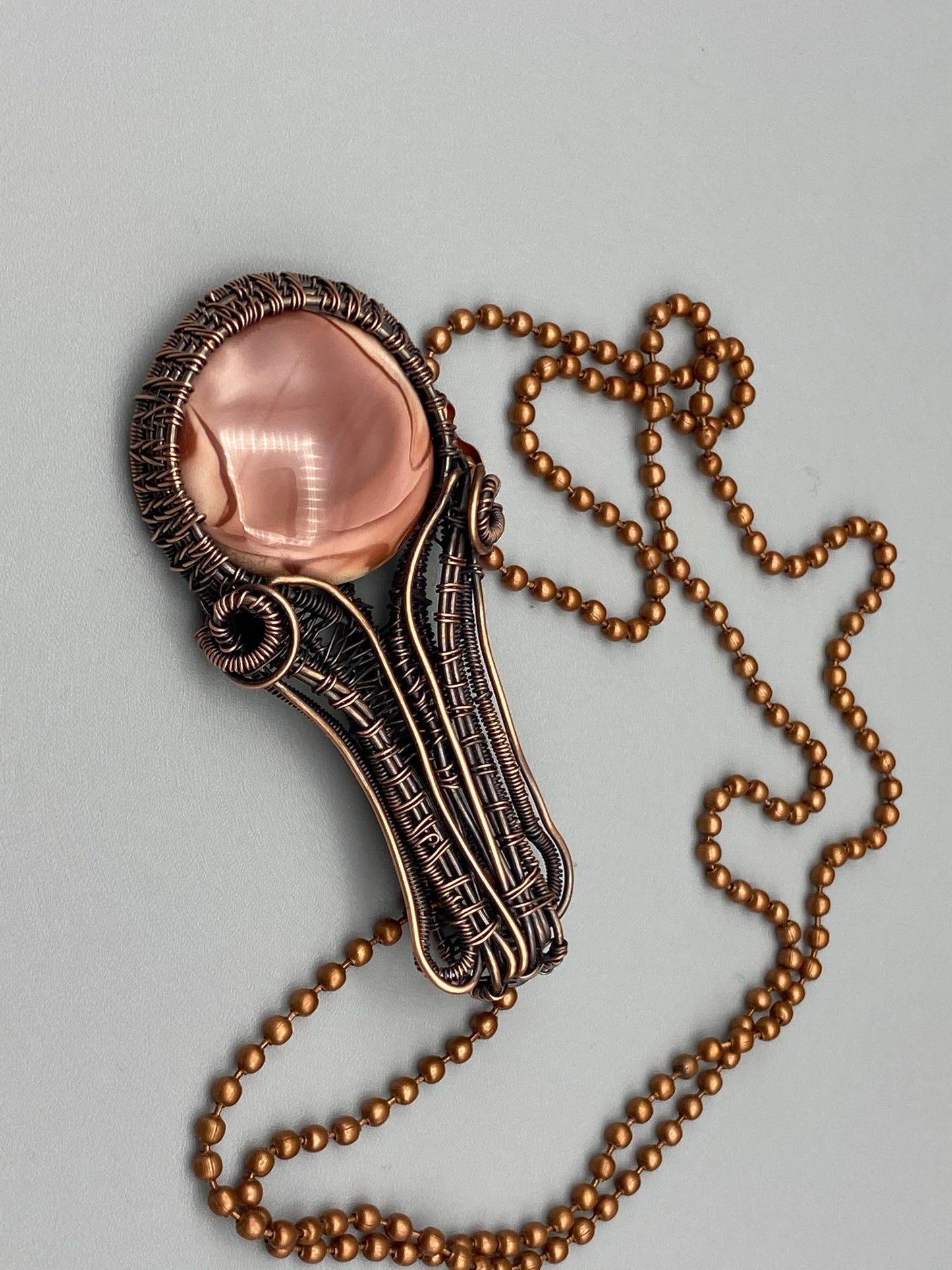Imperial Jasper Pink Round Pendant with Tall Bail