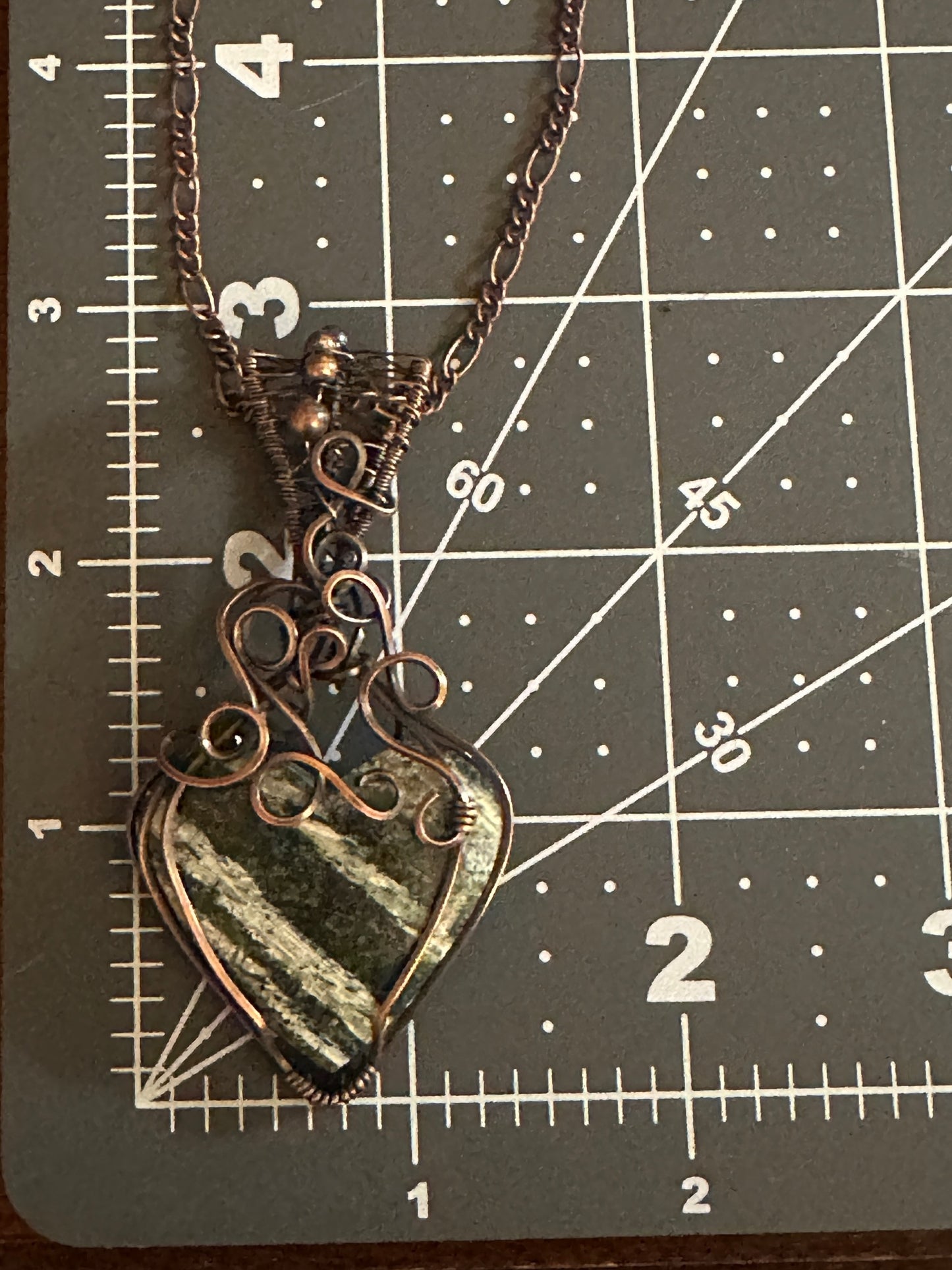 Natural Green Swiss Opal Heart Shaped Wire Wrapped Pendant