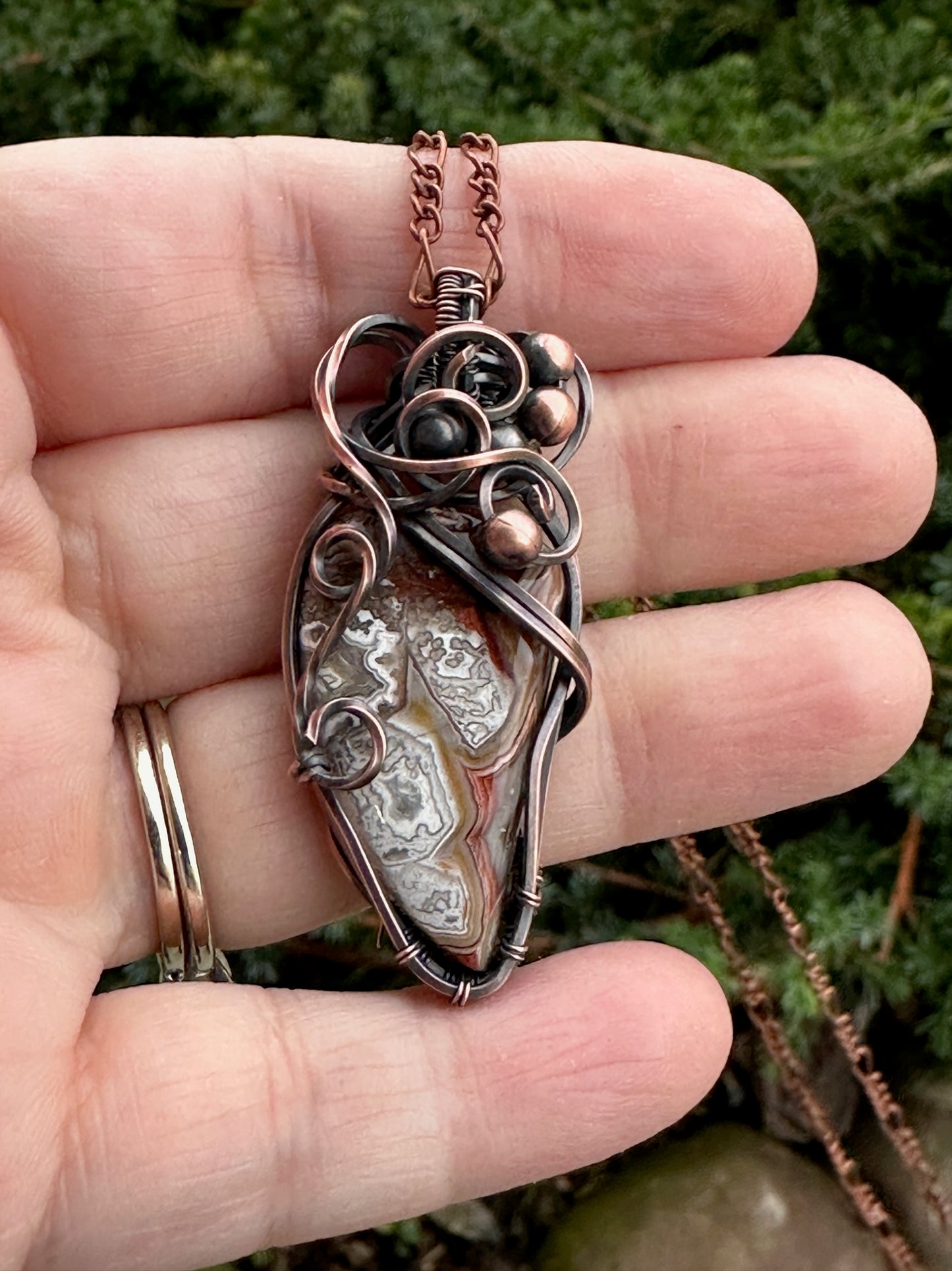 Crazy Lace Agate Handmade Wire Wrapped Pendant