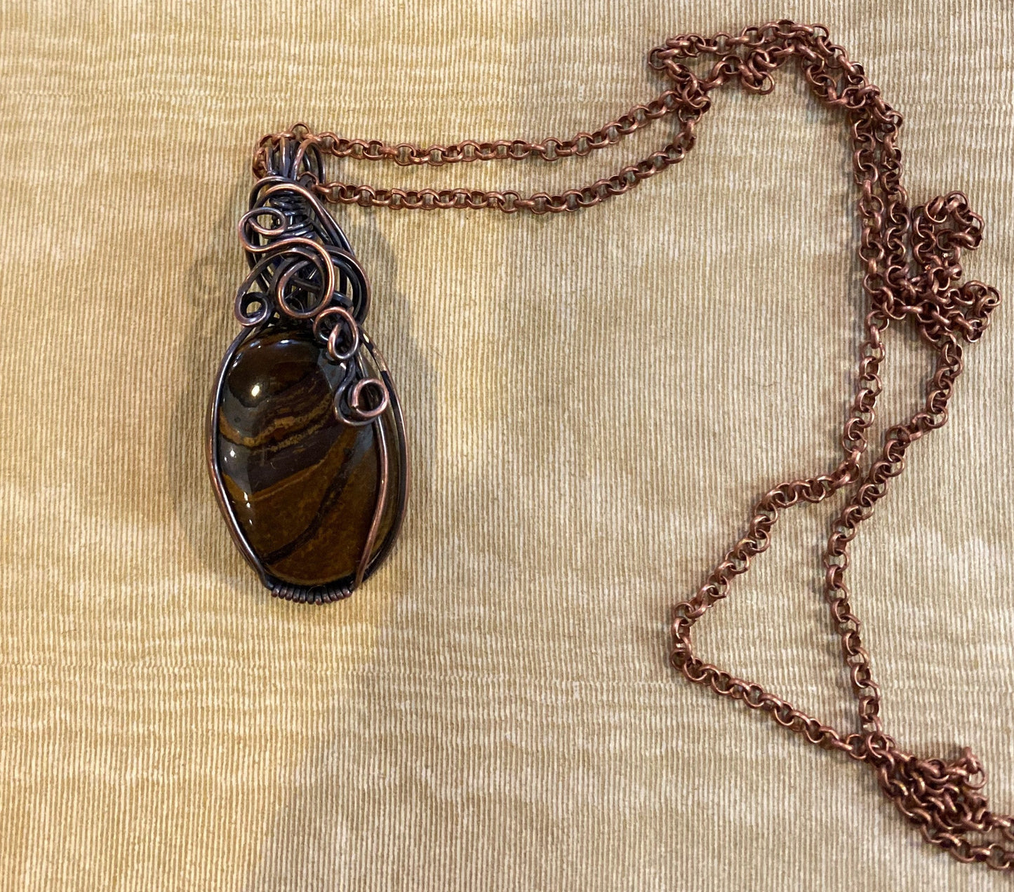 Agate Stone Pendant swirled with rust and gray colors