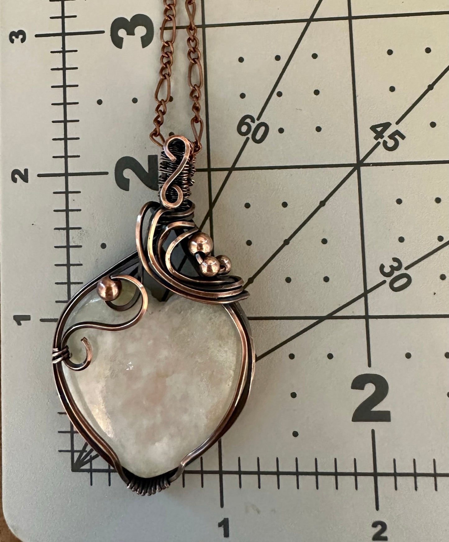 Natural Indian Serpentine Heart Shaped Wire Wrapped Pendant