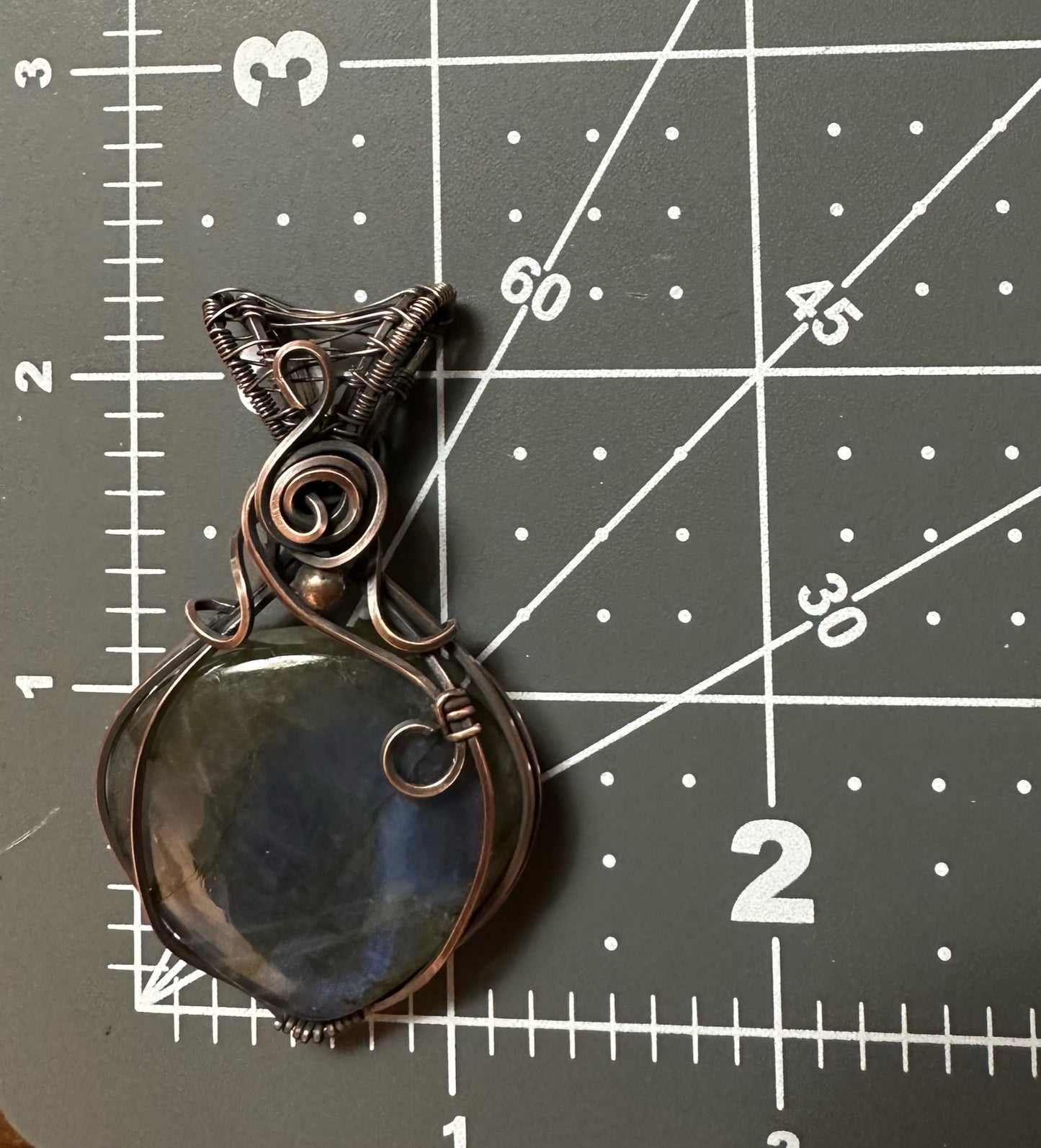 Pear Shaped Labradorite Handmade Wire Wrapped Pendant