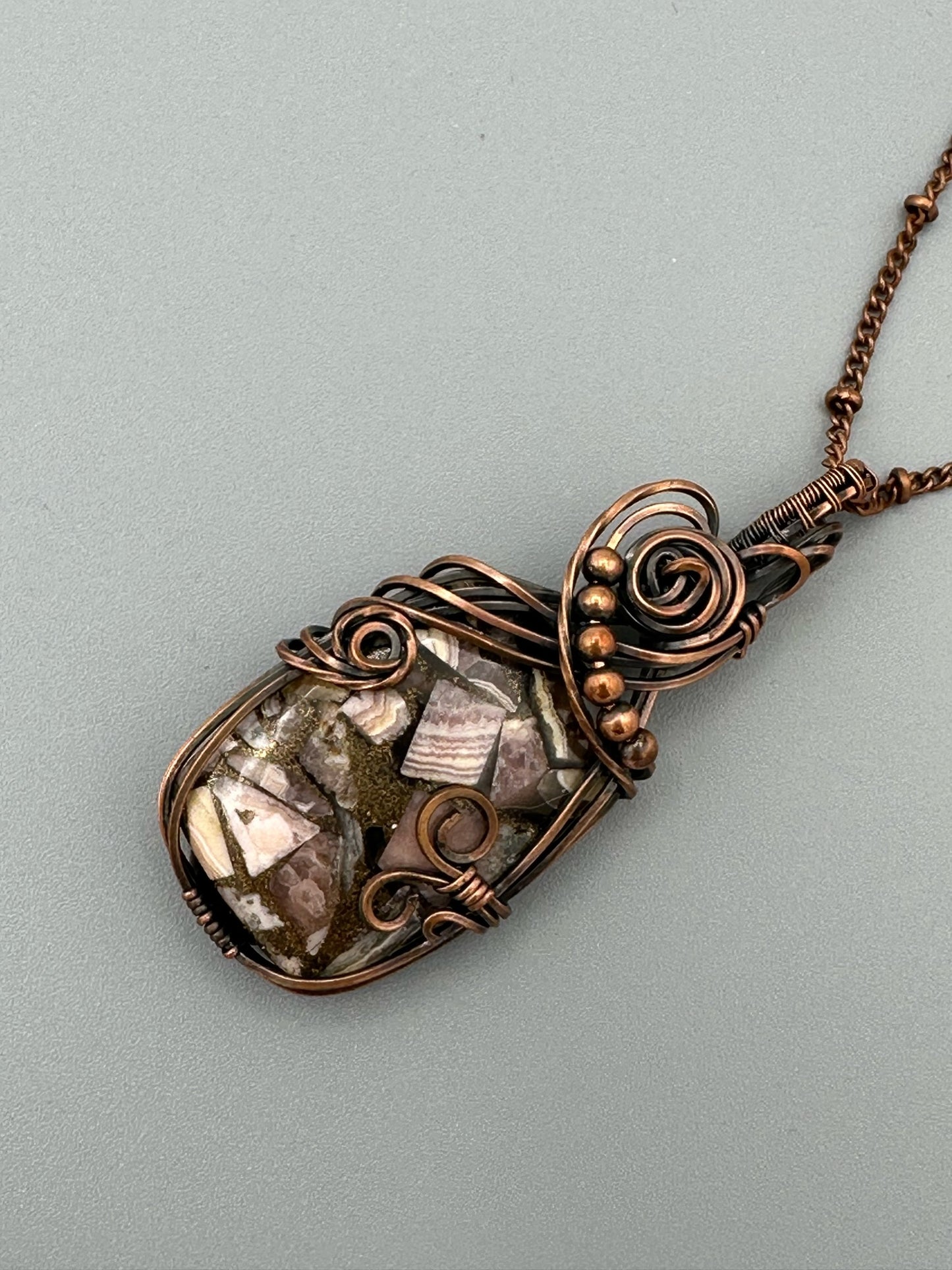 Square Mosaic Handmade Wire Wrapped Pendant