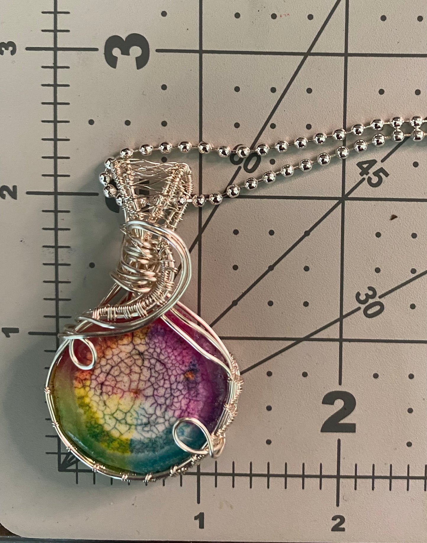 Rainbow Solar Quartz Druzy Wire Wrapped in Argentium Sterling Silver