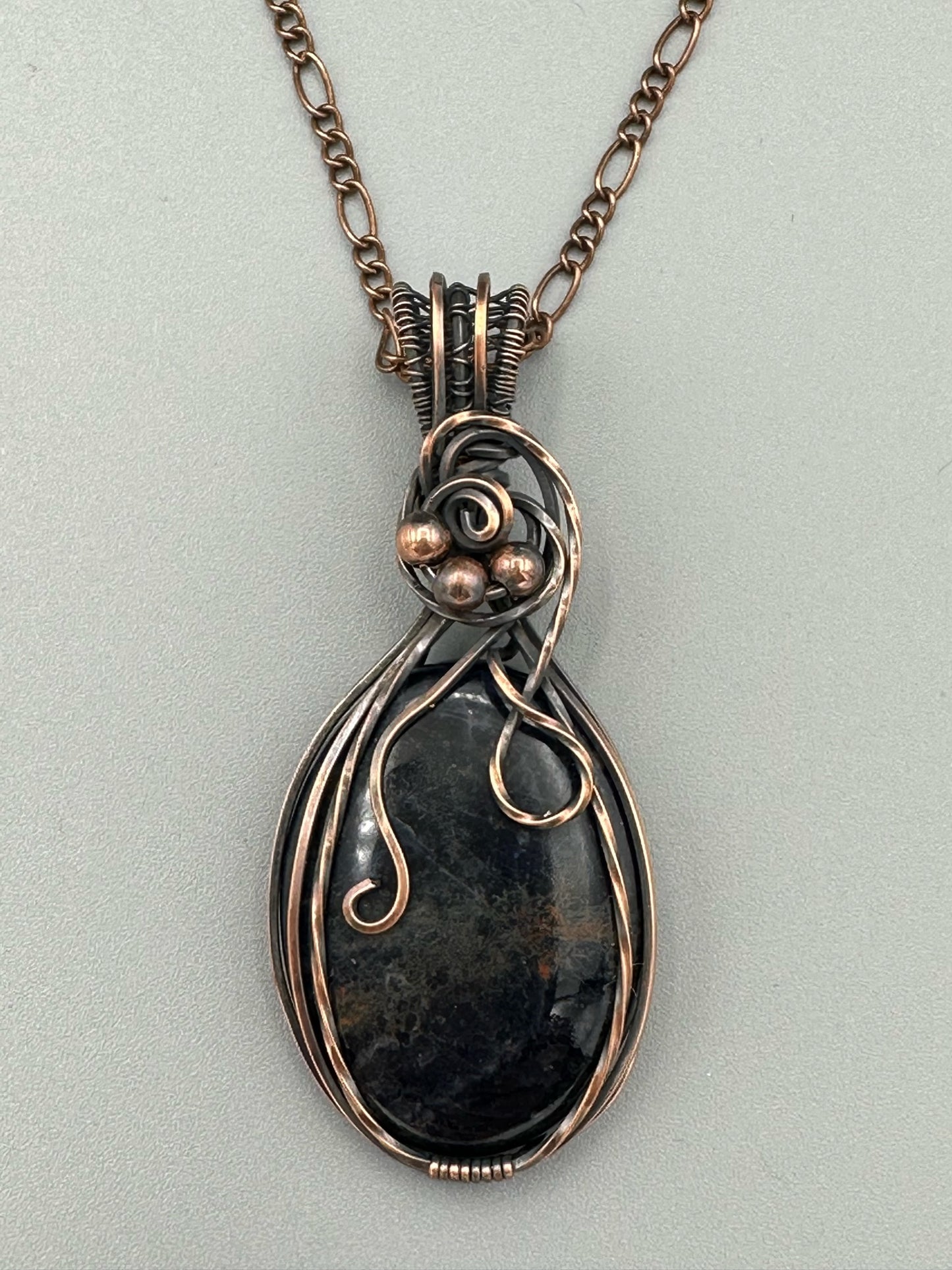 Oval Sodalite Handmade Wire Wrapped Pendant