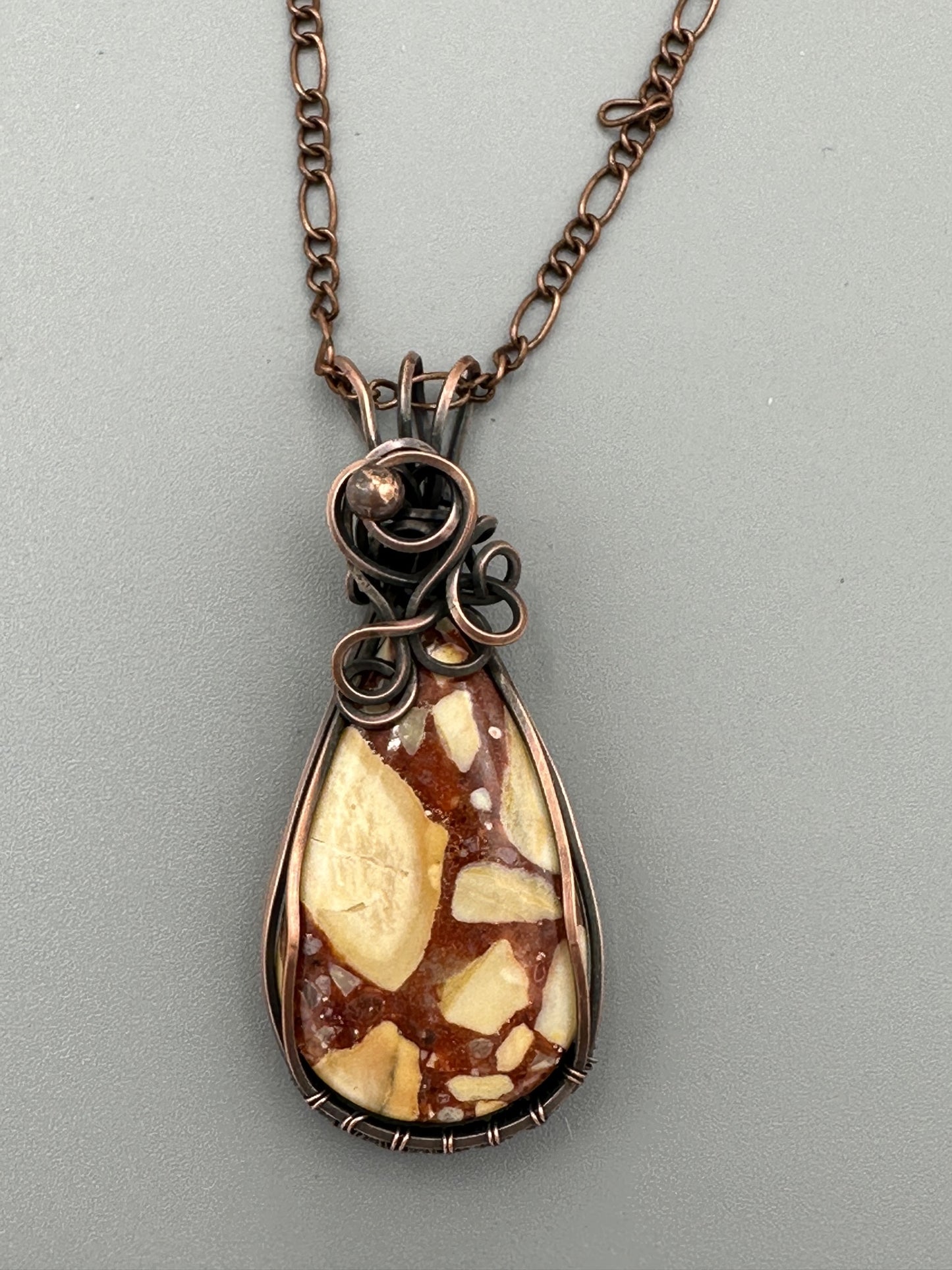 Brecciated Mookaite Jasper Wire Wrapped Pendant