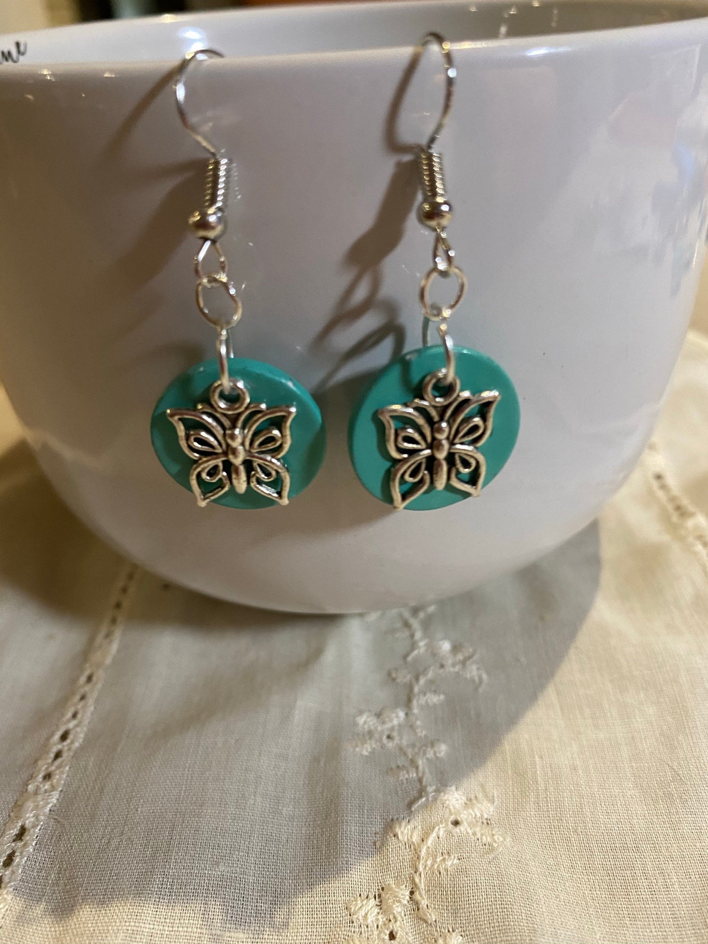 Turquoise Butterfly Charm Earrings