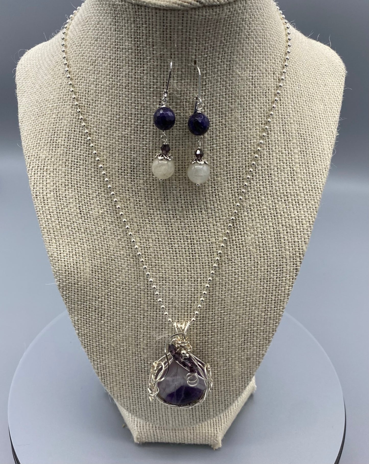 Amethyst Necklace and Matching Dangle Earrings Set