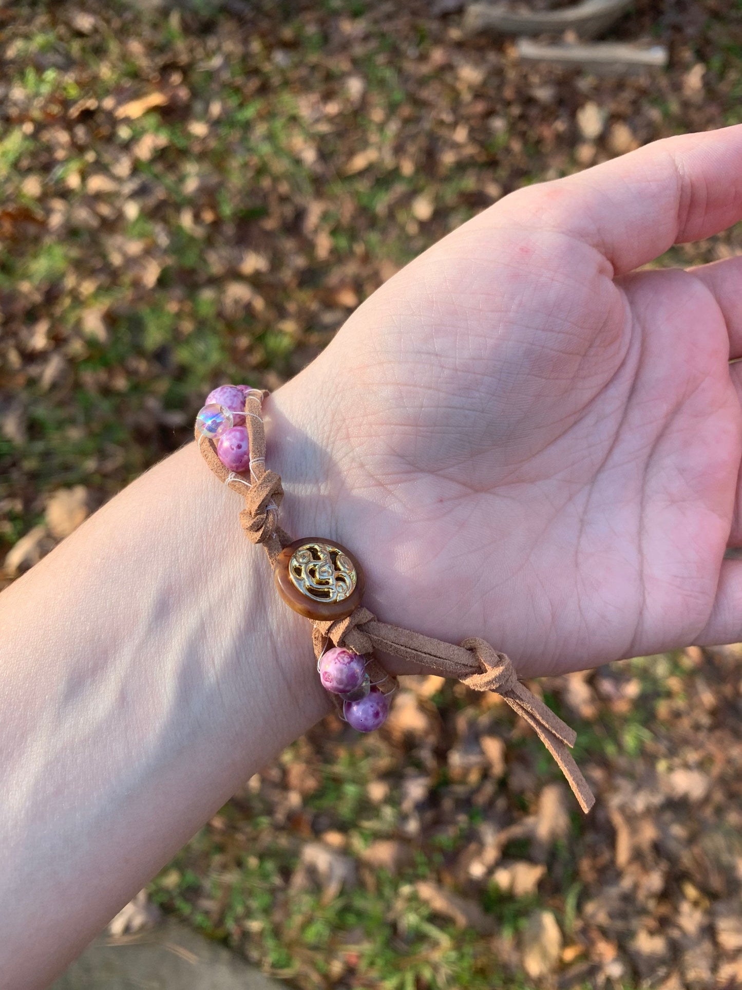 Purple Luster And Glass Beaded Bracelet