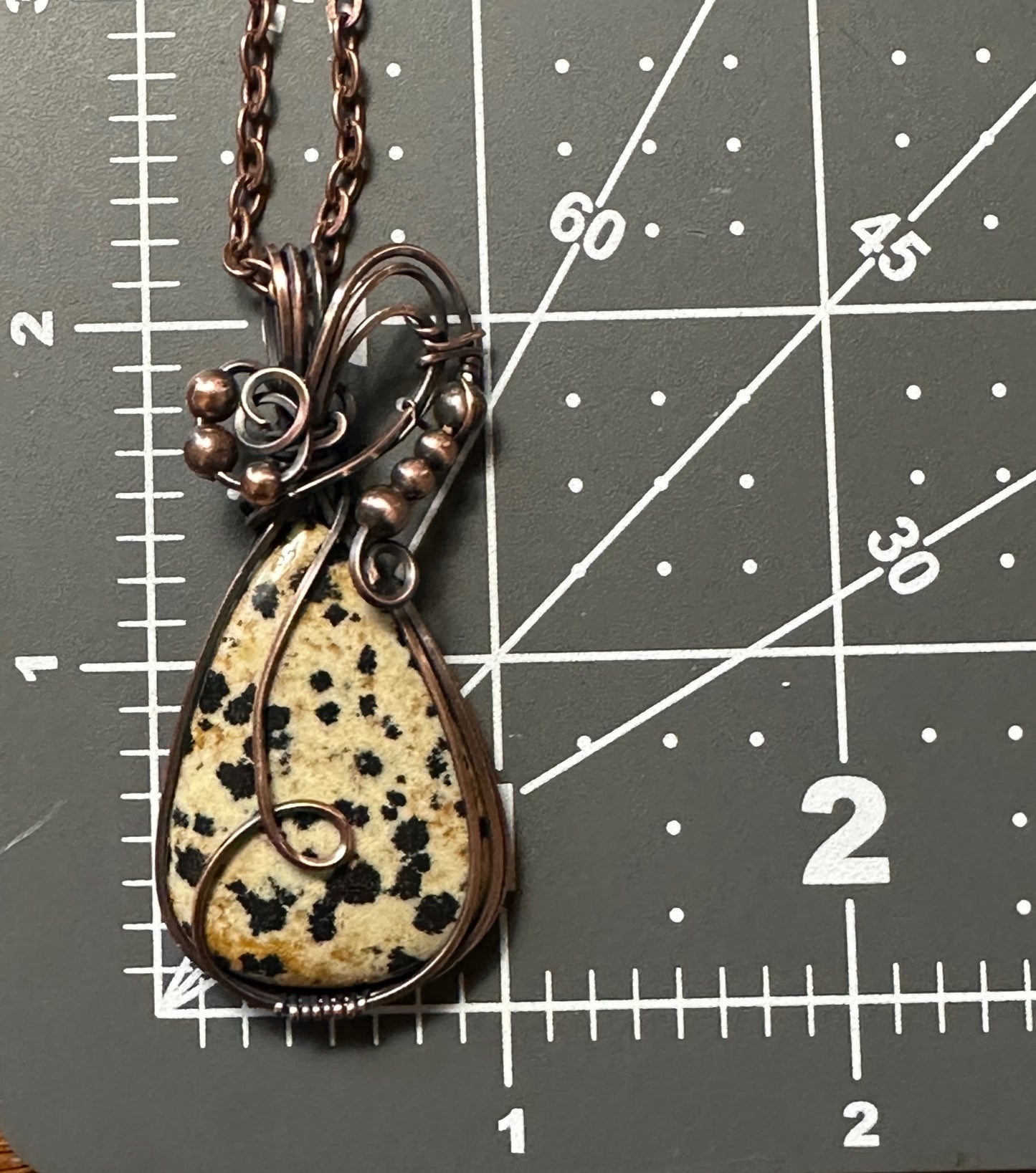 Dalmatian Jasper Teardrop Handmade Wire Wrapped Pendant