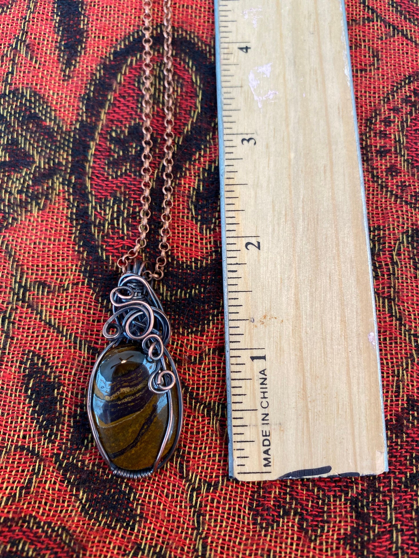 Agate Stone Pendant swirled with rust and gray colors