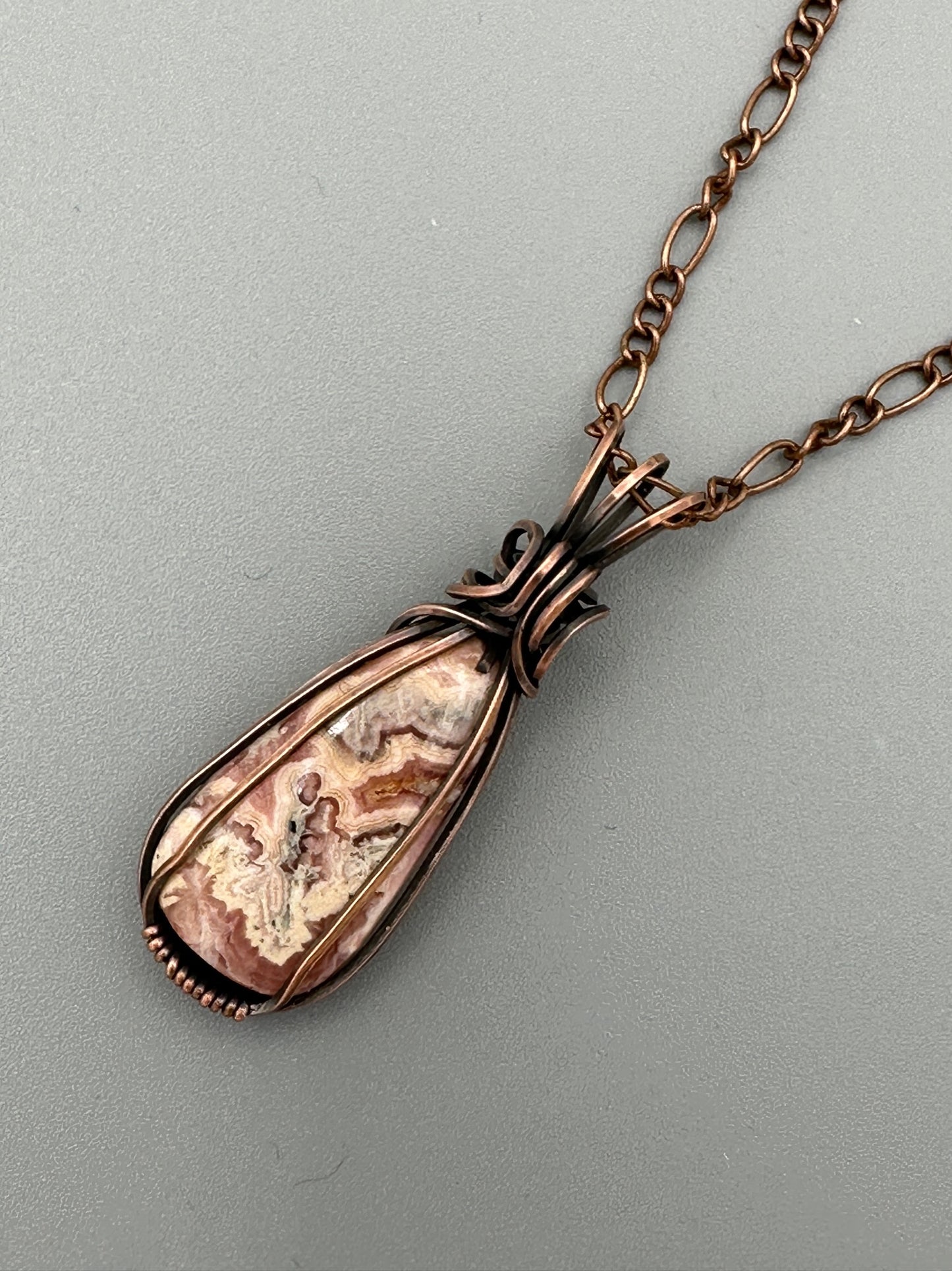 Rhodochrosite Handmade Wire Wrapped Pendant