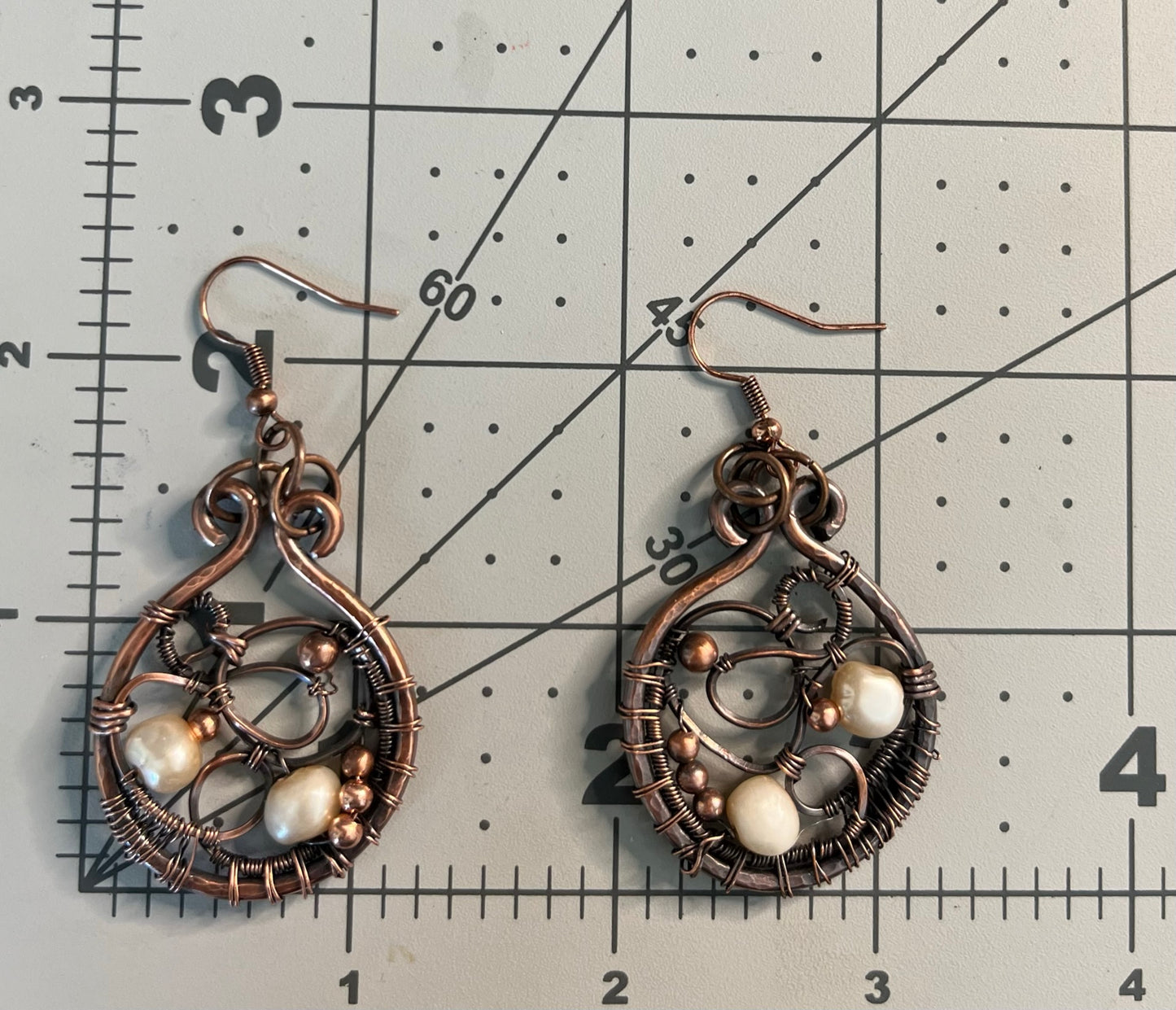 Handmade Hammered and Beaded Dangle Earrings