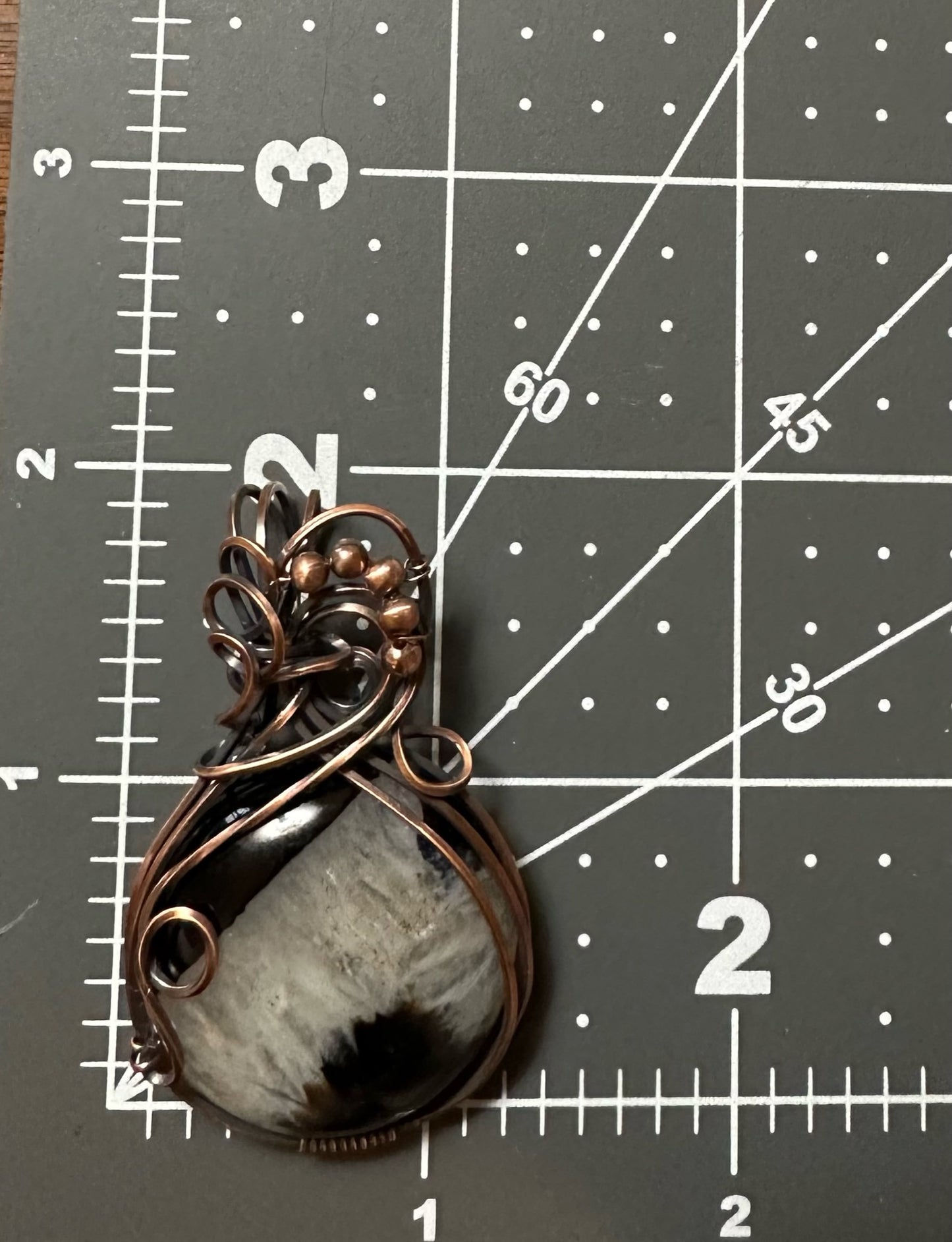 Black And White Handmade Wire Wrapped Pendant