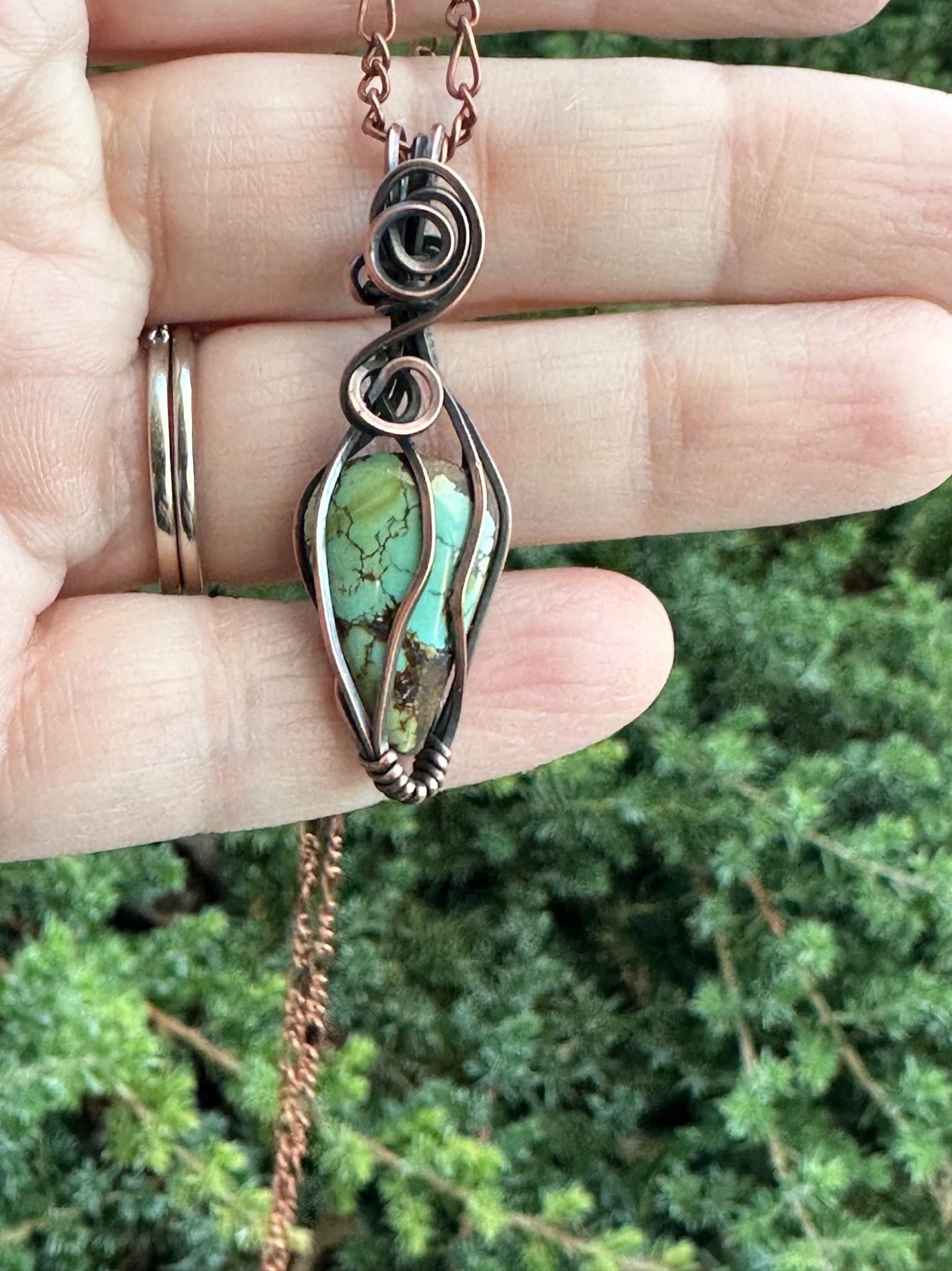 Handmade Wire Wrapped Turquoise Teardrop Pendant