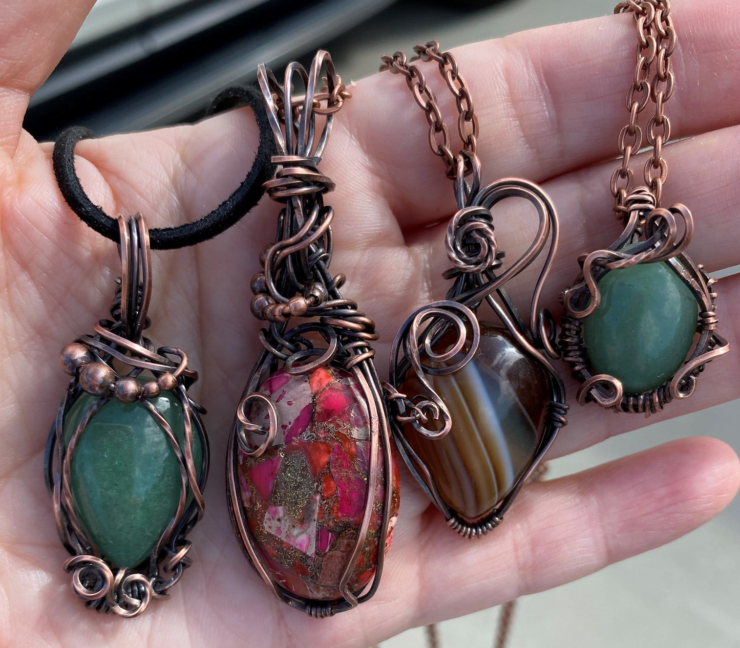 Tiger's Eye Quartz Teardrop Pendant, Wire Wrapped in Copper