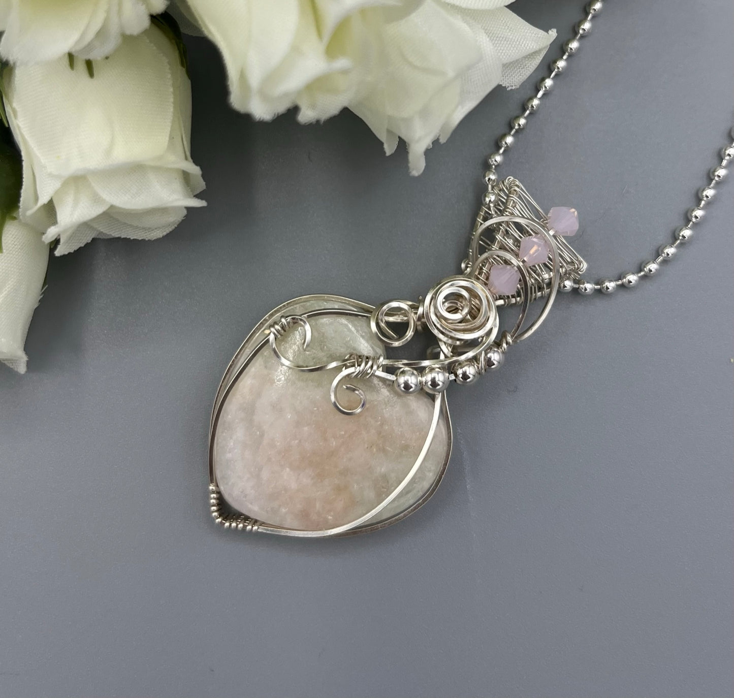 Natural Indian Serpentine Heart Shaped Wire Wrapped Pendant