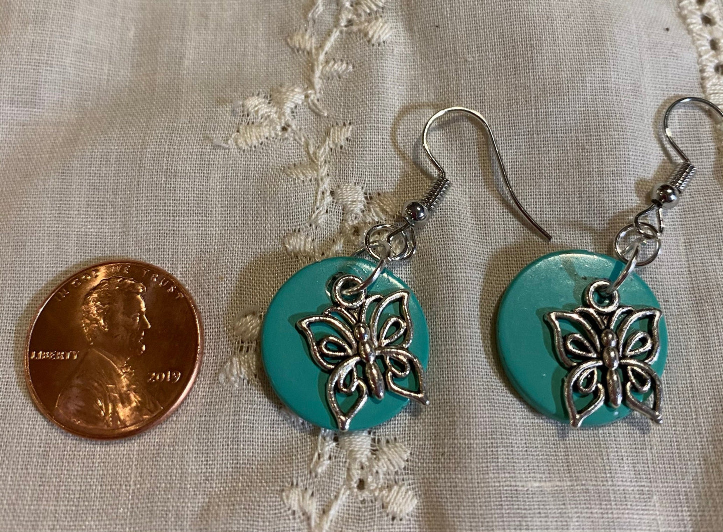 Turquoise Butterfly Charm Earrings