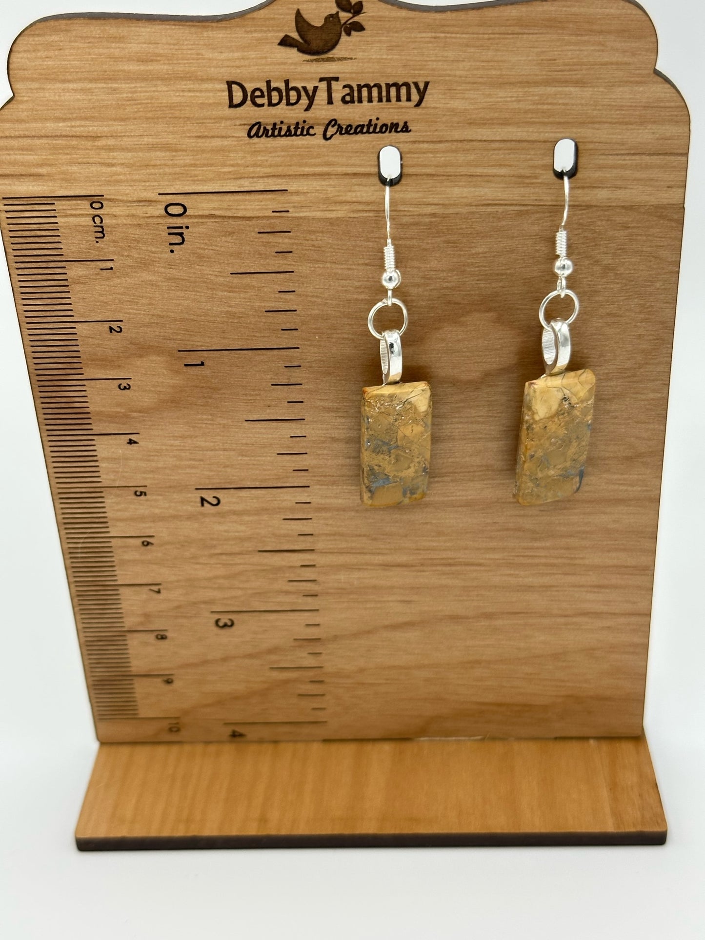 Rectangular Handmade Maligano Jasper Dangle Earrings