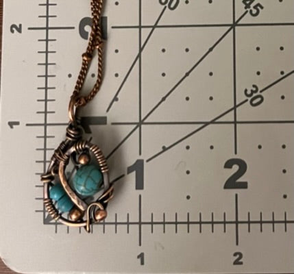 Free Form Handmade Wire and Bead Pendant | Copper Wire Pendant