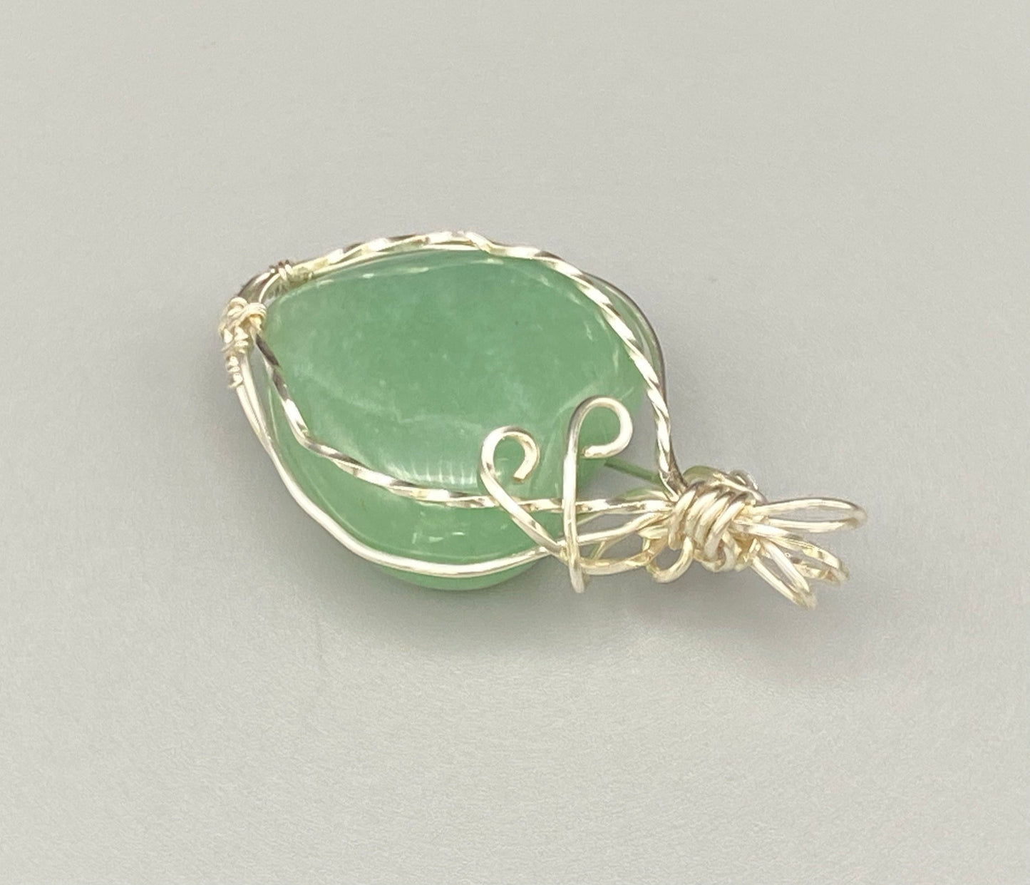 Wire Wrapped Natural Green Aventurine Gemstone Heart Pendant
