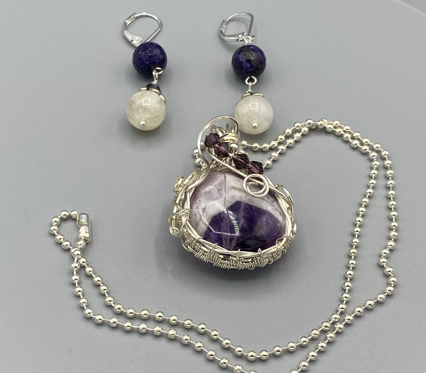 Amethyst Necklace and Matching Dangle Earrings Set