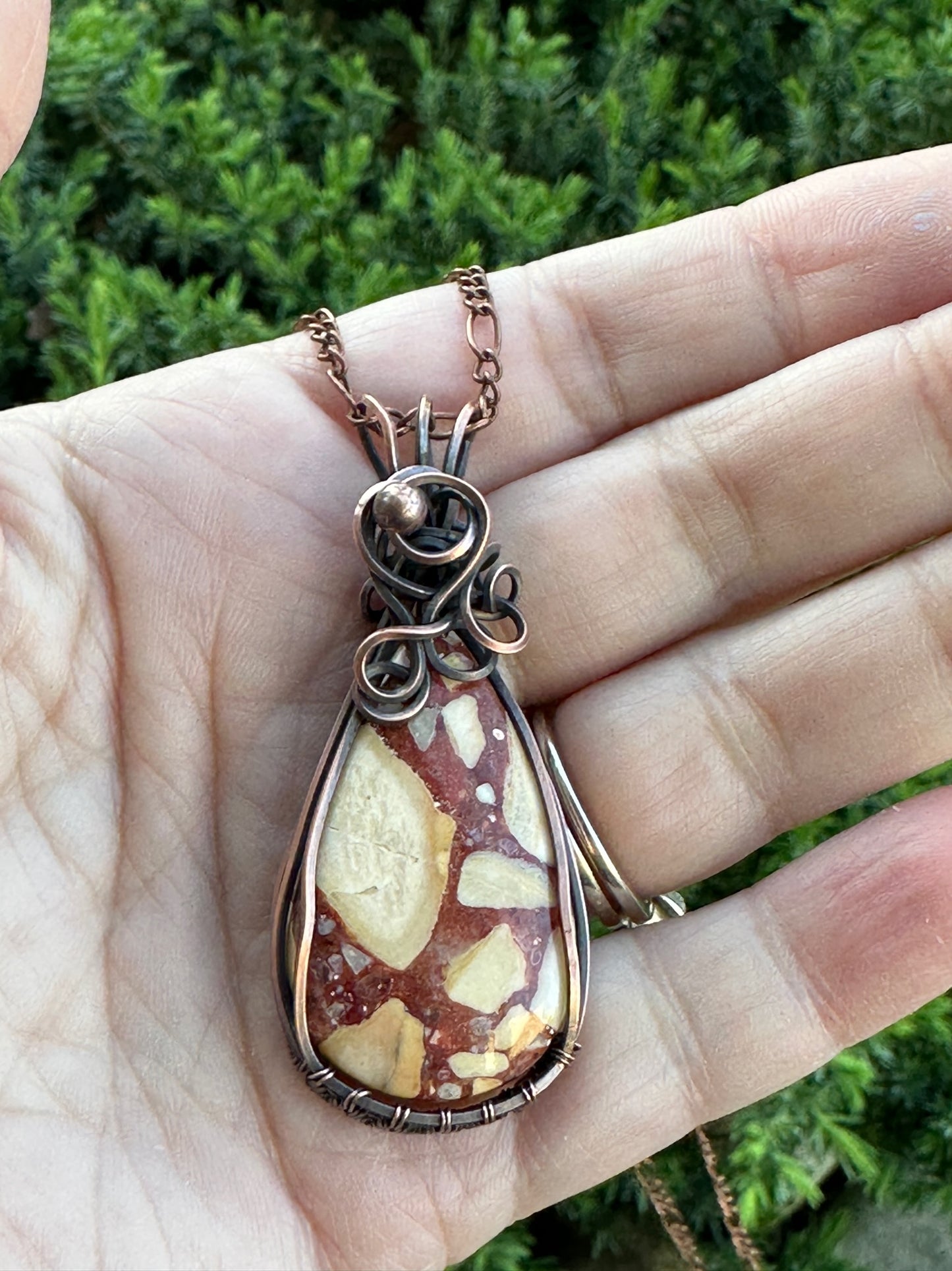 Brecciated Mookaite Jasper Wire Wrapped Pendant