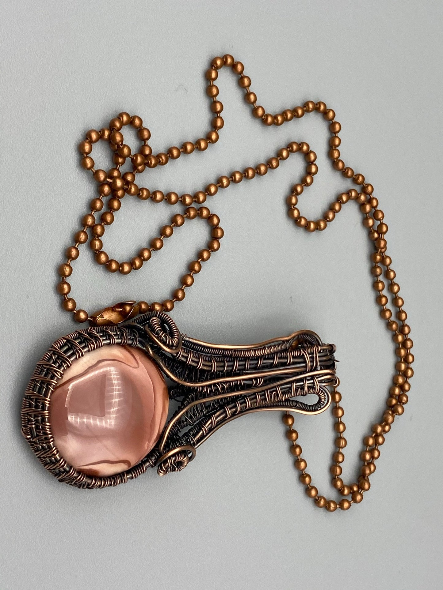 Imperial Jasper Pink Round Pendant with Tall Bail