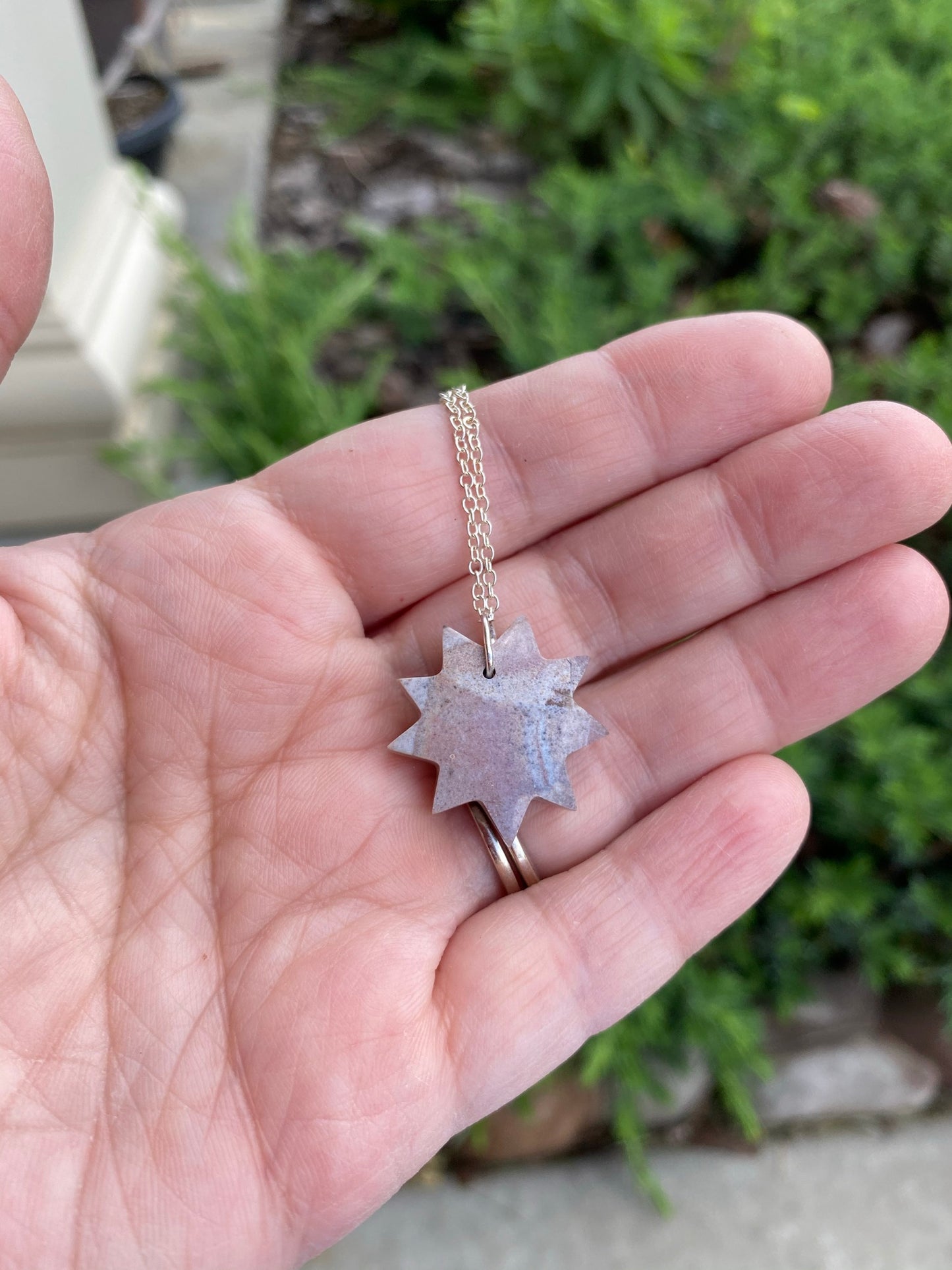 Nine Pointed Star Lavender Crystal Necklace