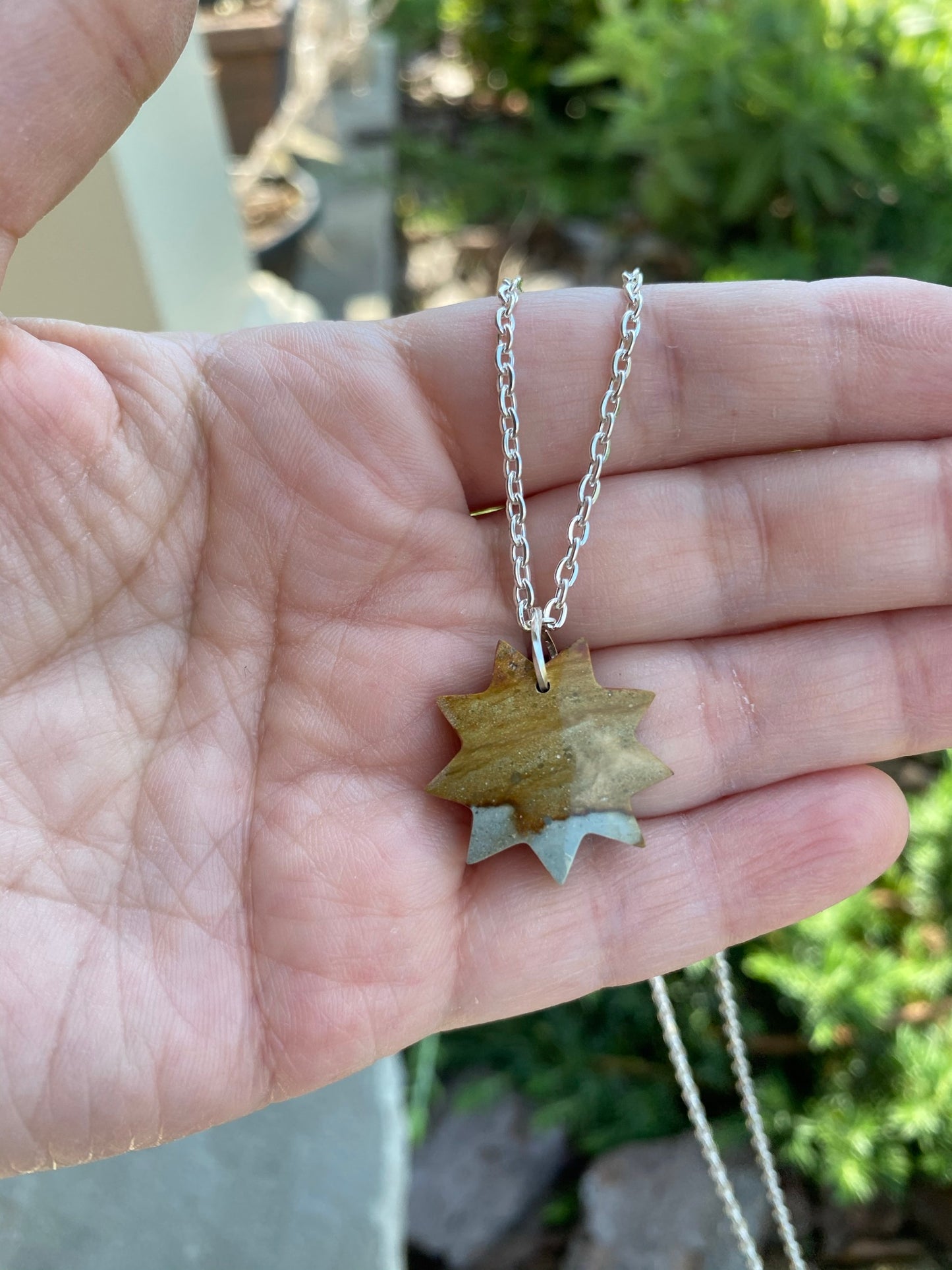 Nine Pointed Star Polychrome Crystal Necklace
