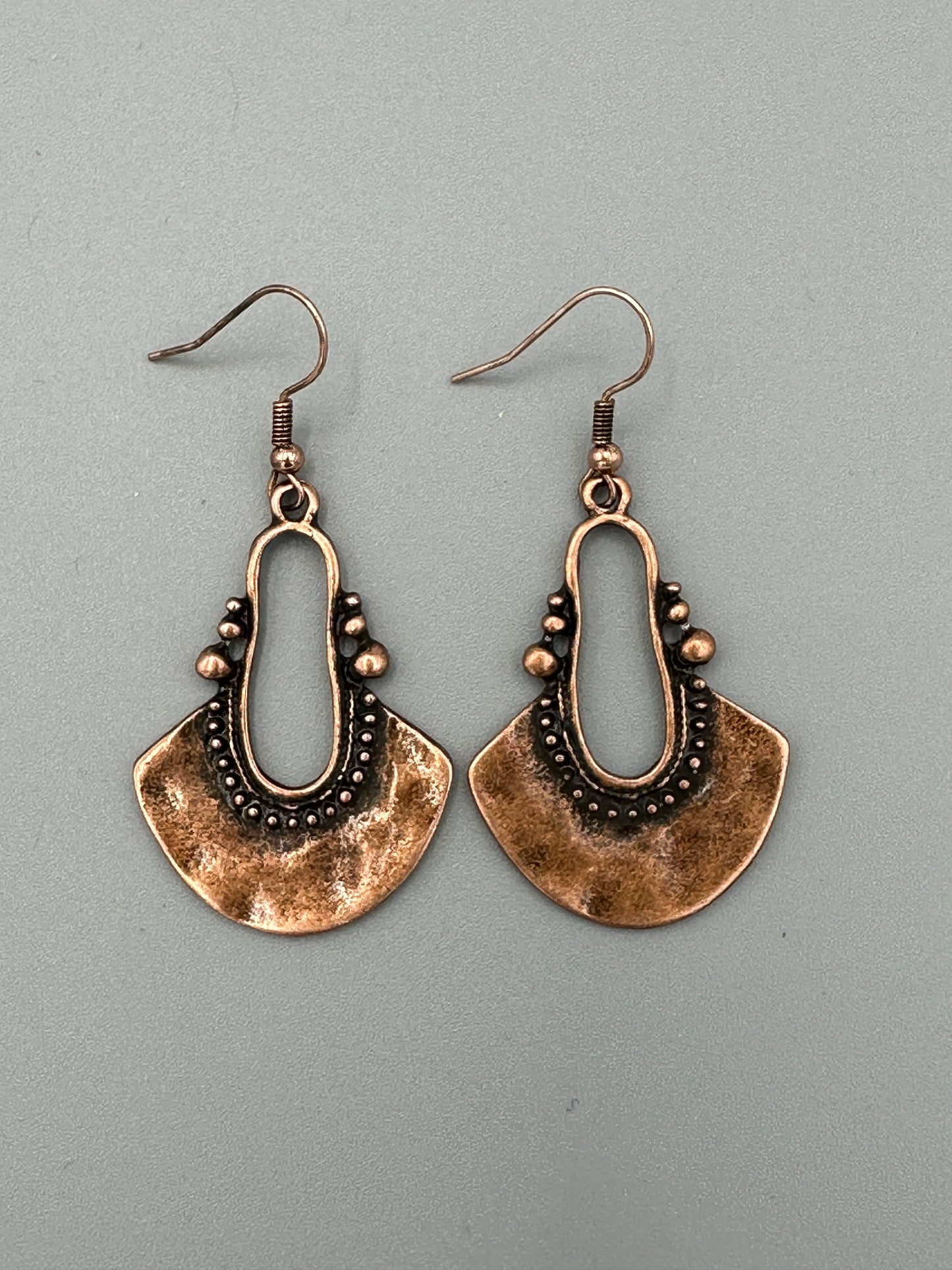 Hammered Copper Dangle Earrings
