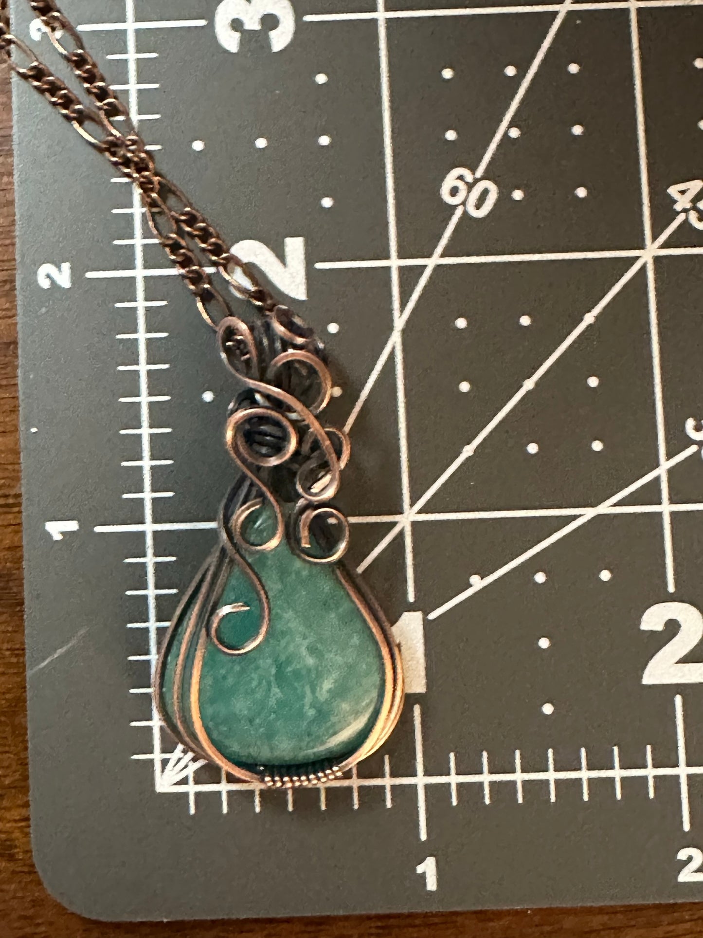 Amazonite Handmade Wire Wrapped Pendant in Copper