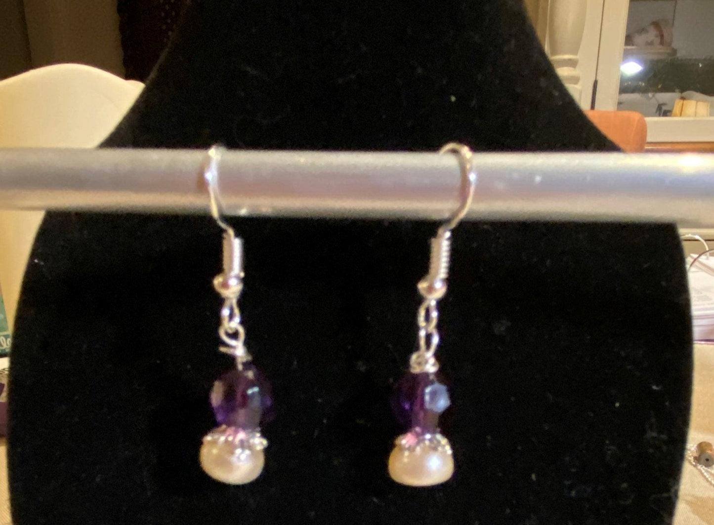 Purple Faceted Crystal Earrings