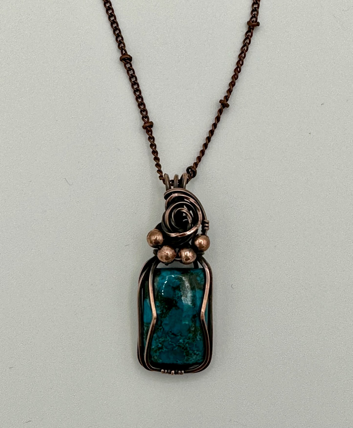 Turquoise Rectangle Handmade Wire Wrapped Pendant