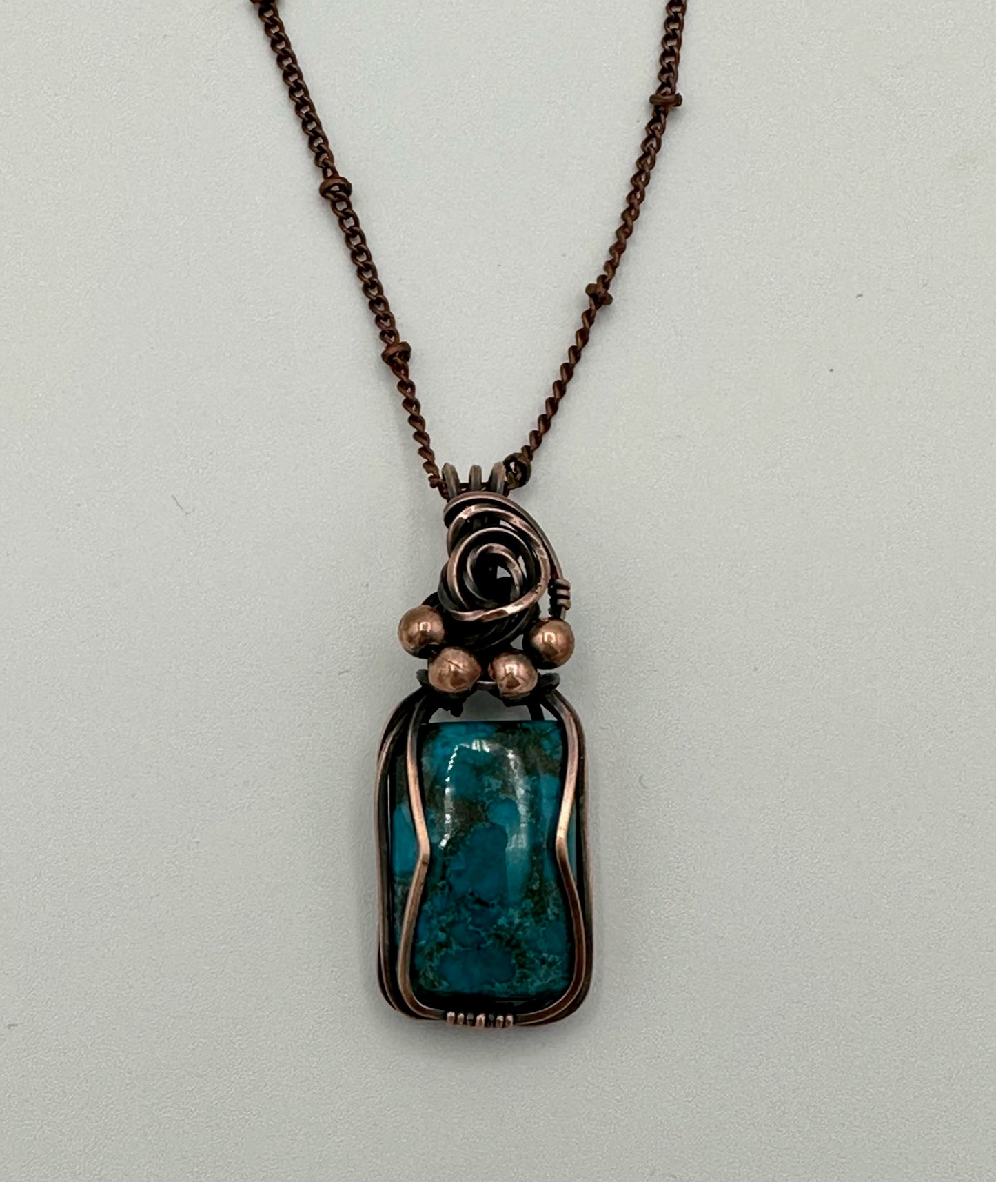 Turquoise Rectangle Handmade Wire Wrapped Pendant