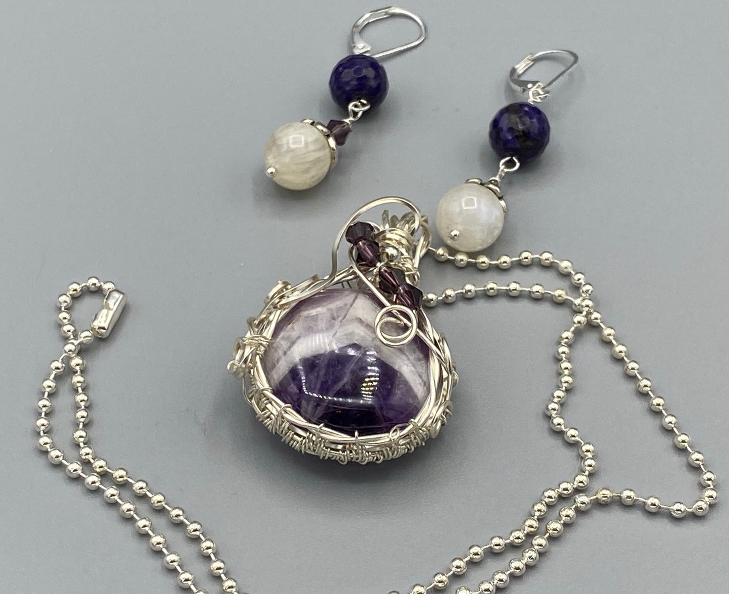 Amethyst Necklace and Matching Dangle Earrings Set