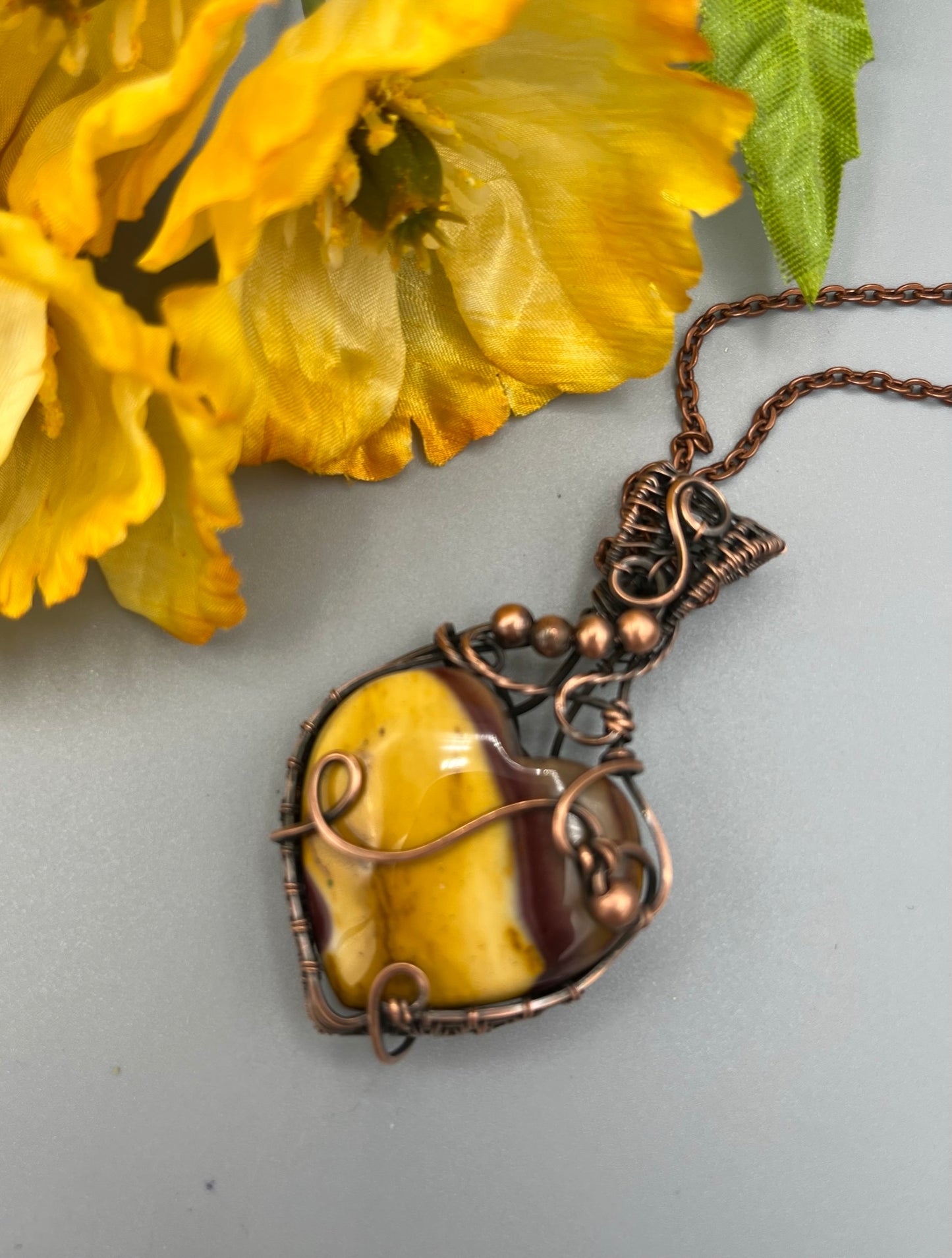 Maligano Jasper Heart Wire Wrapped Pendant