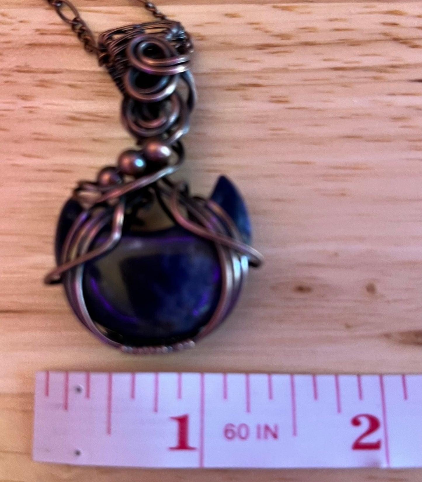 Sodalite Crescent Moon Wire Wrapped Pendant